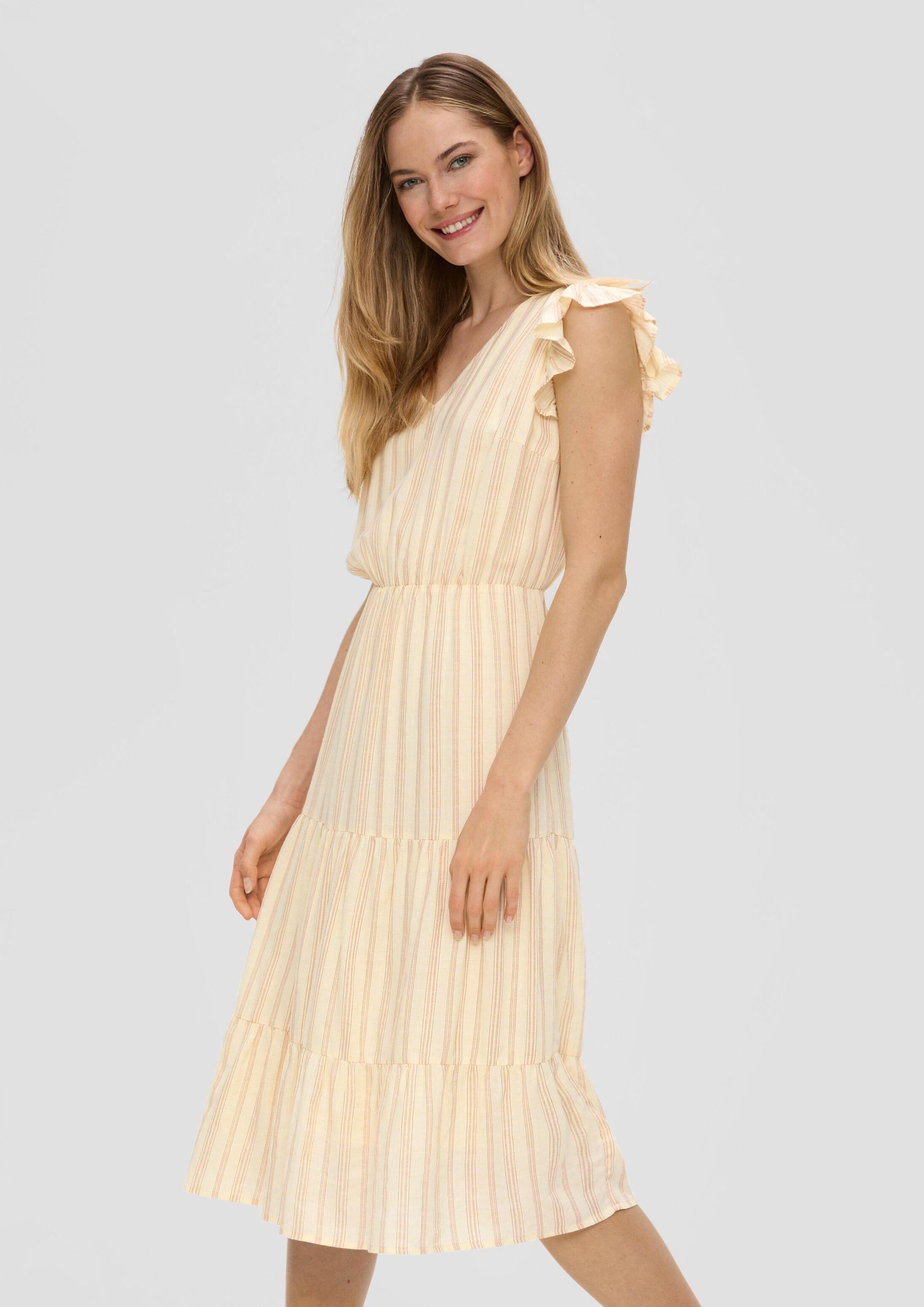 s.Oliver Midikleid Kleid Gemustertes Kleid mit Rüschen