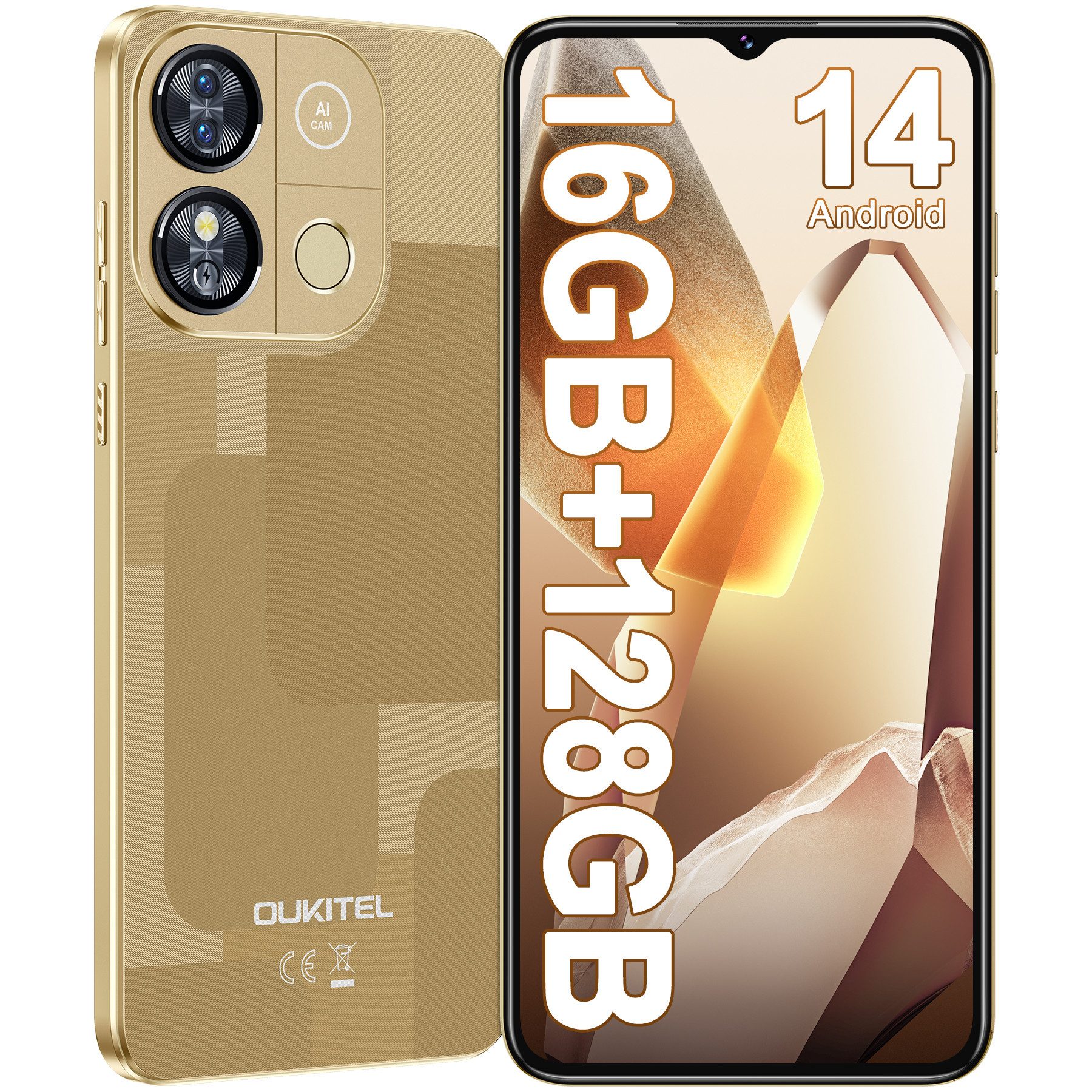 OUKITEL C57 Pro Android 14 Smartphone (16,52 cm/6.52 Zoll, 128 GB