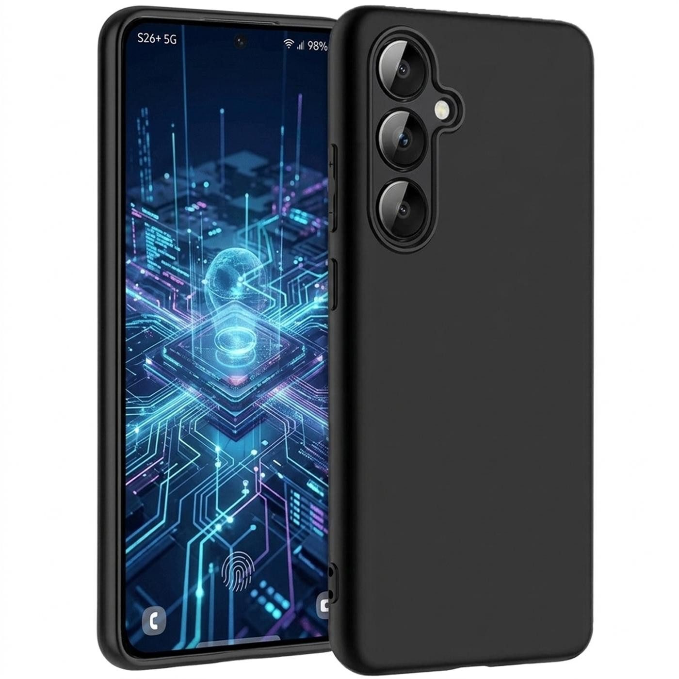 CoolGadget Handyhülle Handy Schutzhülle für Samsung Galaxy S26 Plus matt schwarz, Silikon TPU Hülle Schutz Tasche Cover schlicht Slim Case