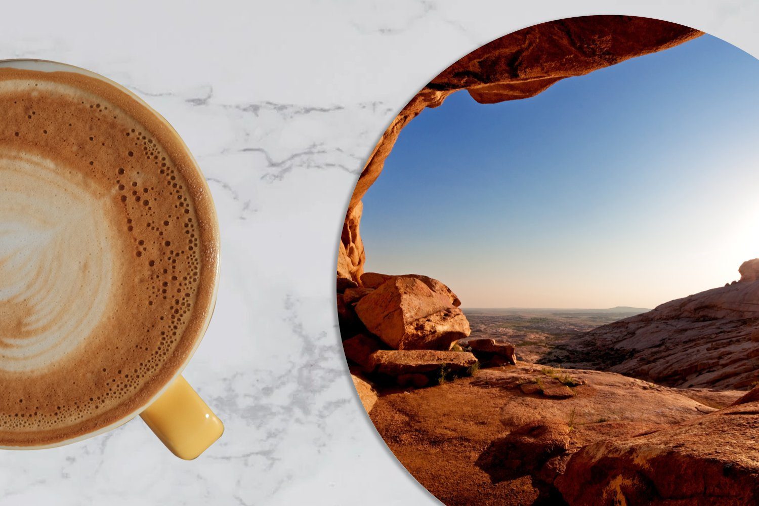 Sonne Gläser, - Becher Glasuntersetzer für - Tassenuntersetzer, Tasse, - Zubehör Landschaft, Getränkeuntersetzer, 6-tlg., Höhle Korkuntersetzer, Wüste MuchoWow