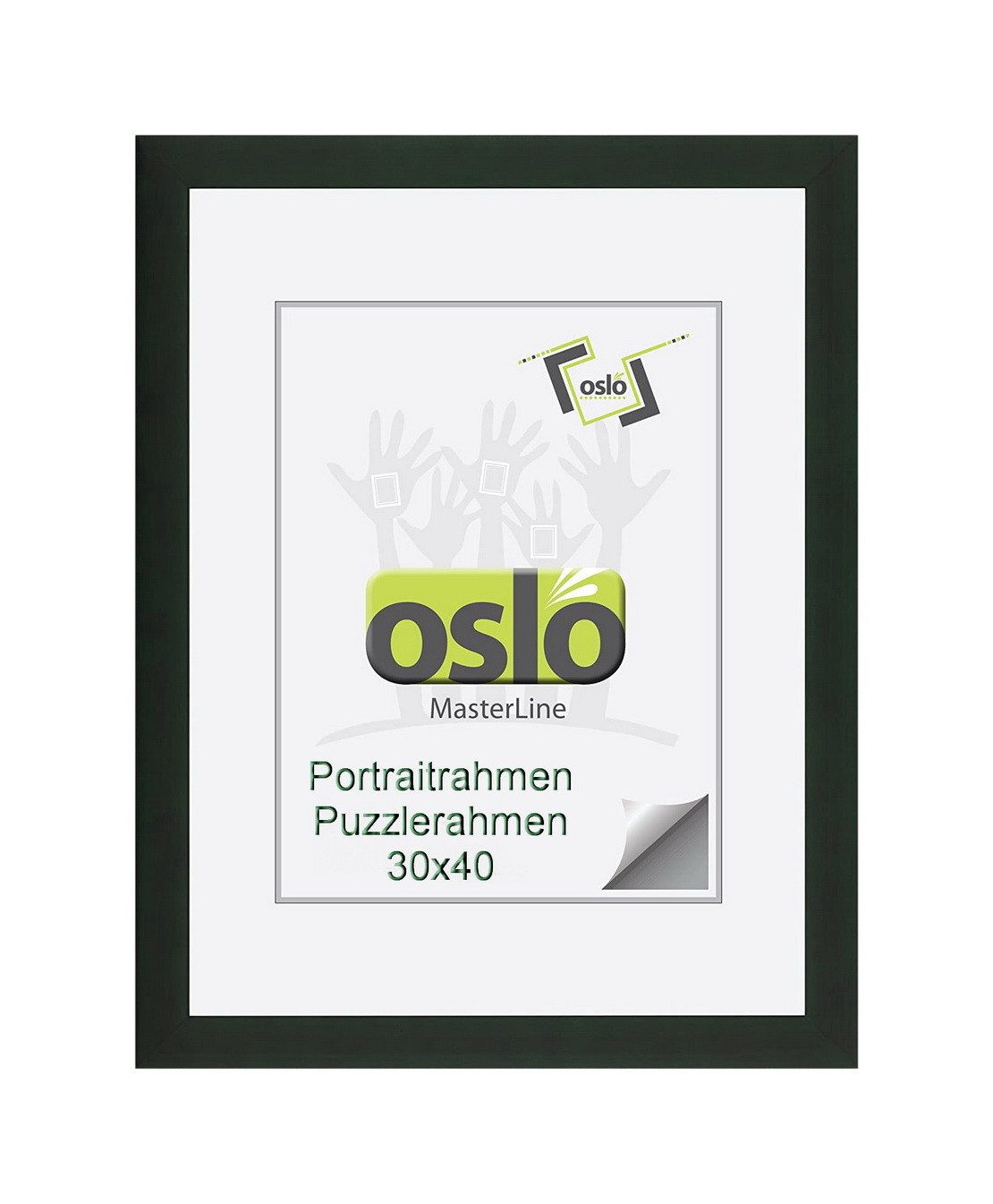 Oslo MasterLine Portraitrahmen Bilderrahmen 30 x 40 cm Holz massiv FSC Echtglas Hoch- und Querformat, Urkundenrahmen dunkelgrün