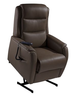 Hukla TV-Sessel Fernsehsessel DORSTEN, Braun, Leder, 2-motorig, mit Aufstehhilfe und Relaxfunktion, Elektrisch verstellbar