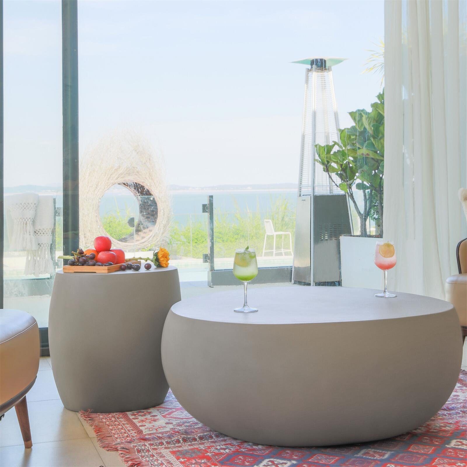 Couchtisch IKARIA kieselförmig, Betontisch, Gartentisch, Beistelltisch