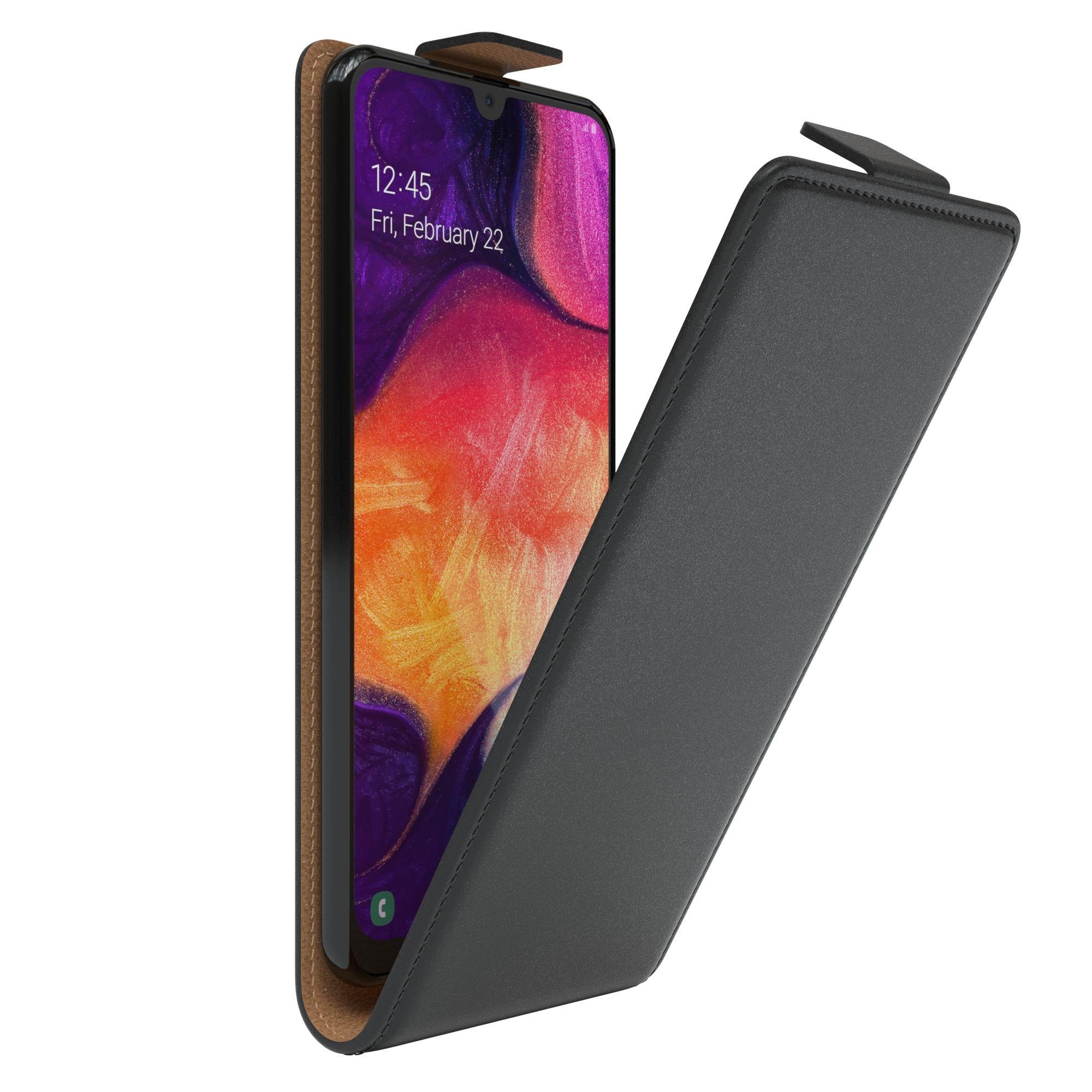 EAZY CASE Handyhülle Flipcase für Samsung Galaxy A50 / A30s / A50s 6,4 Zoll, Tasche Klapphülle Handytasche zum Aufklappen Etui Kunstleder Schwarz