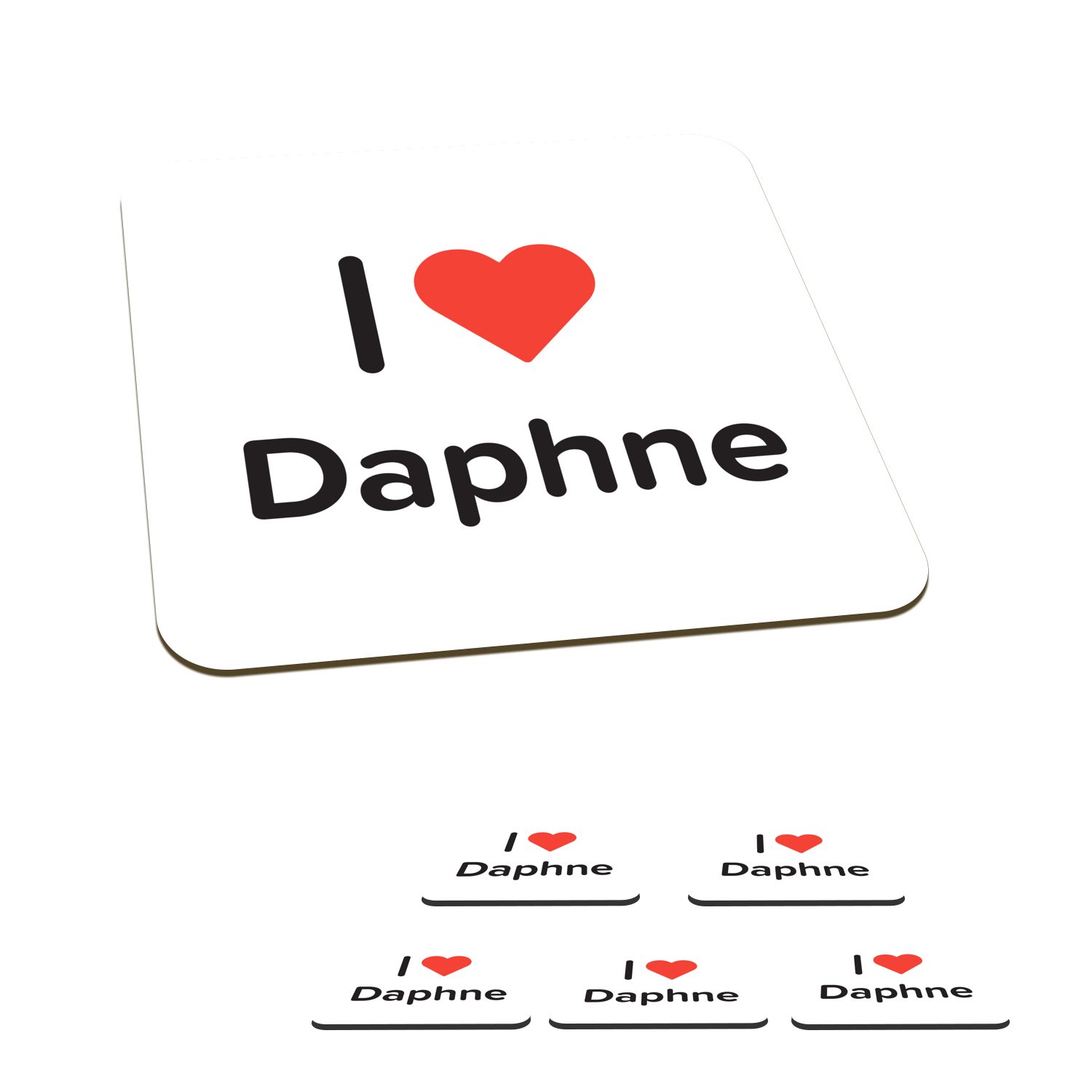 MuchoWow Glasuntersetzer Ich liebe - Daphne - Mädchen, Zubehör für Gläser, 6-tlg., Glasuntersetzer, Tischuntersetzer, Korkuntersetzer, Untersetzer, Tasse