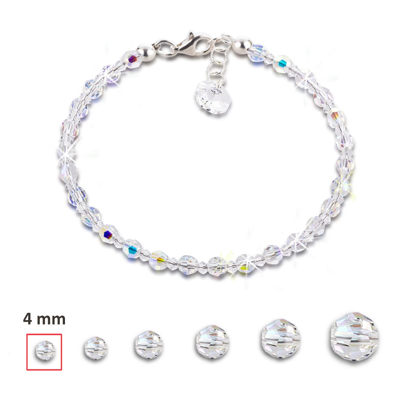 Schöner-SD Perlenarmband Kristall Perlenarmband mit Silber Verschluss, Made in Germany