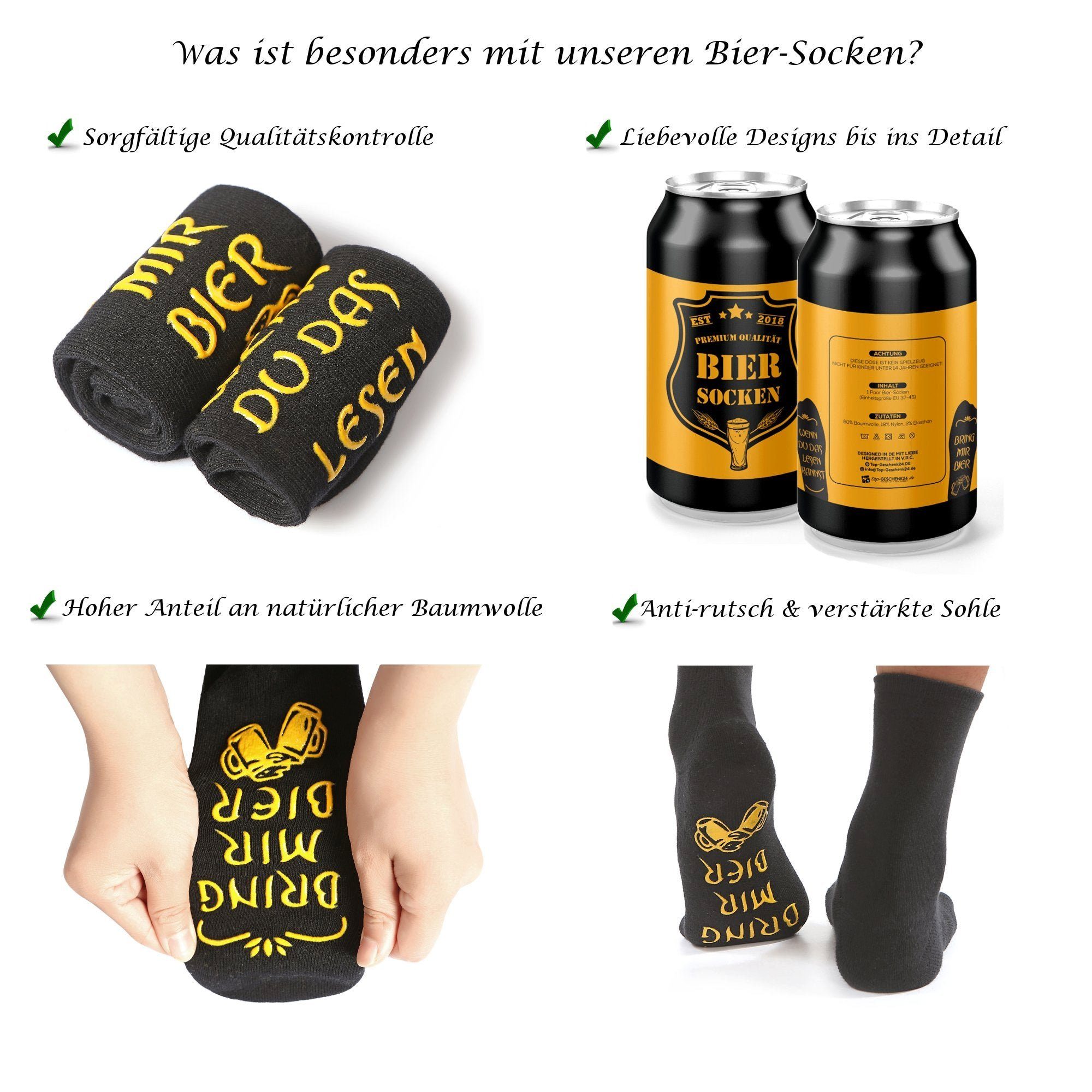 Lucadeau Socken Vatertagsgeschenk für Männer, Socken mit Spruch " bring mir Bier" (1 Paar) rutschfest, Gr. 37-44, Geschenke für Männer, Geburtstagsgeschenk