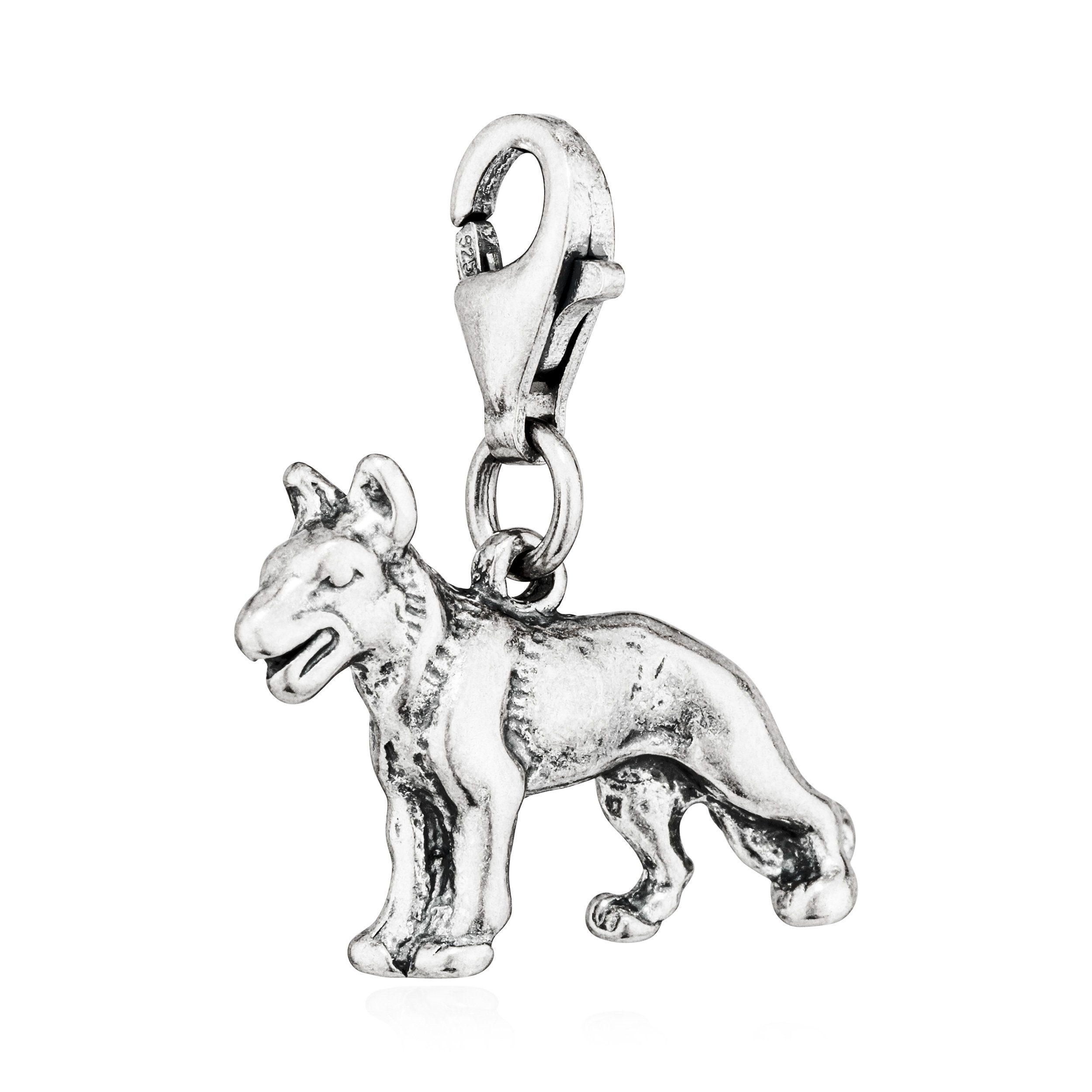 NKlaus Kettenanhänger Charm-Anhänger Schäferhund 925 Silber antik 20x13mm Silberanhänger Amu