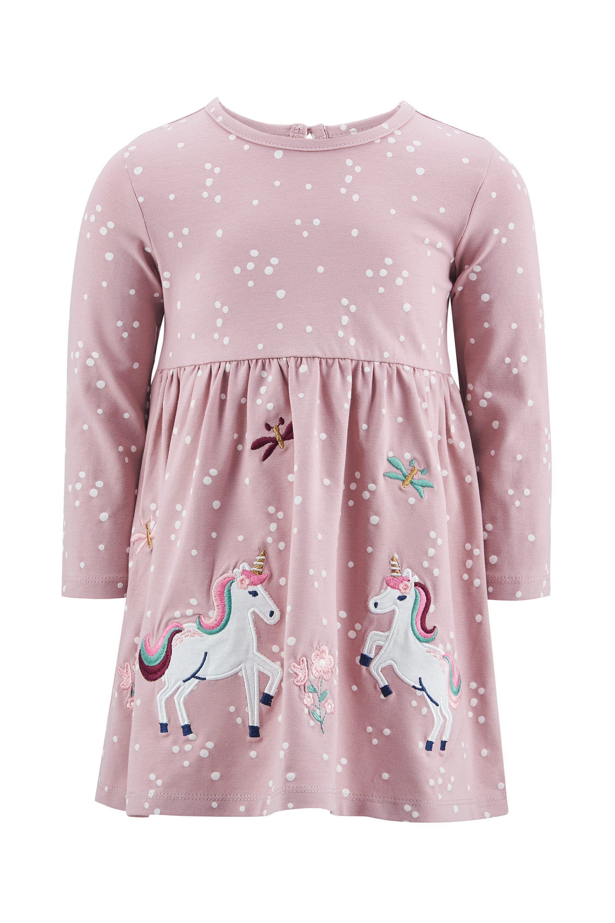 happy girls Jerseykleid Baumwollmischung, Einhorn-Applikationen