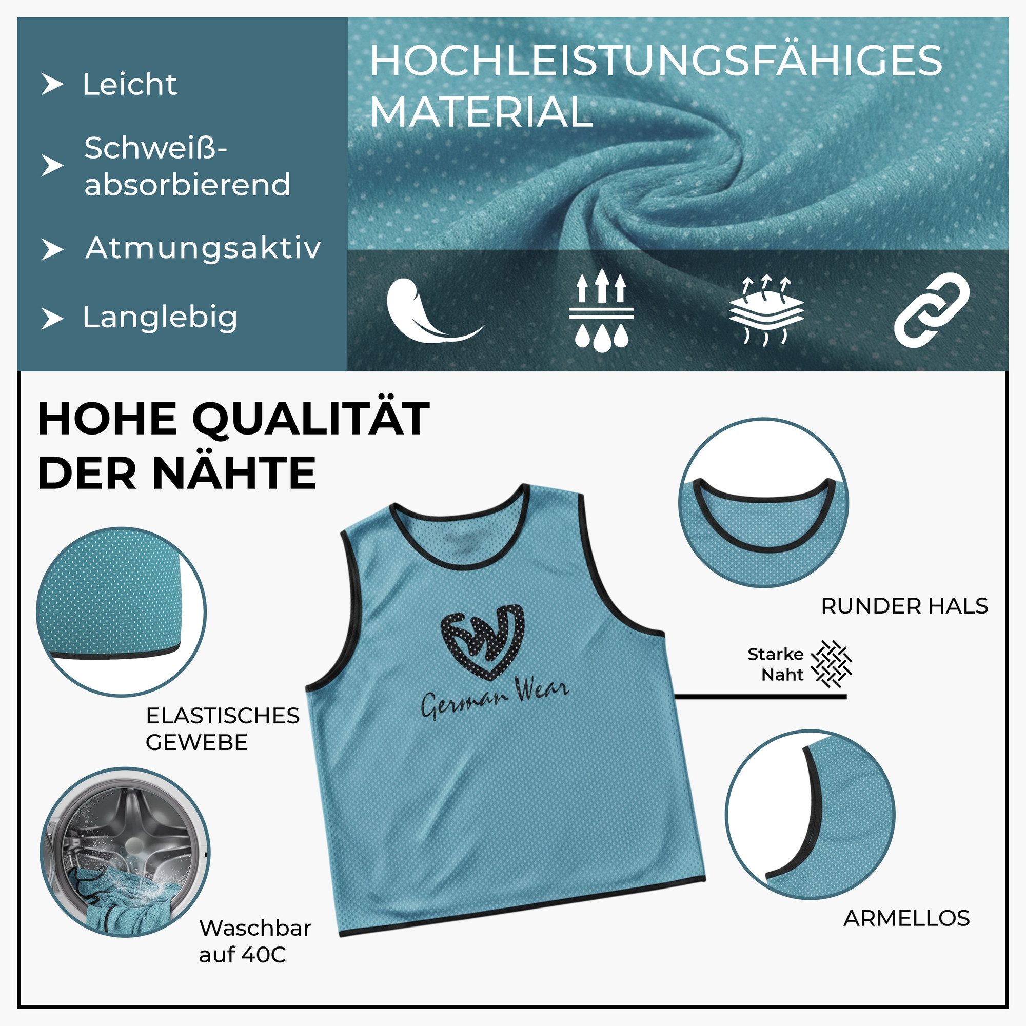 German Wear Trainingsleibchen GWLB01 12er Pack (Spar-Set, 12er-Pack) 12x German Wear Fußball Leibchen Trainingsleibchen – Bild 3 von 5