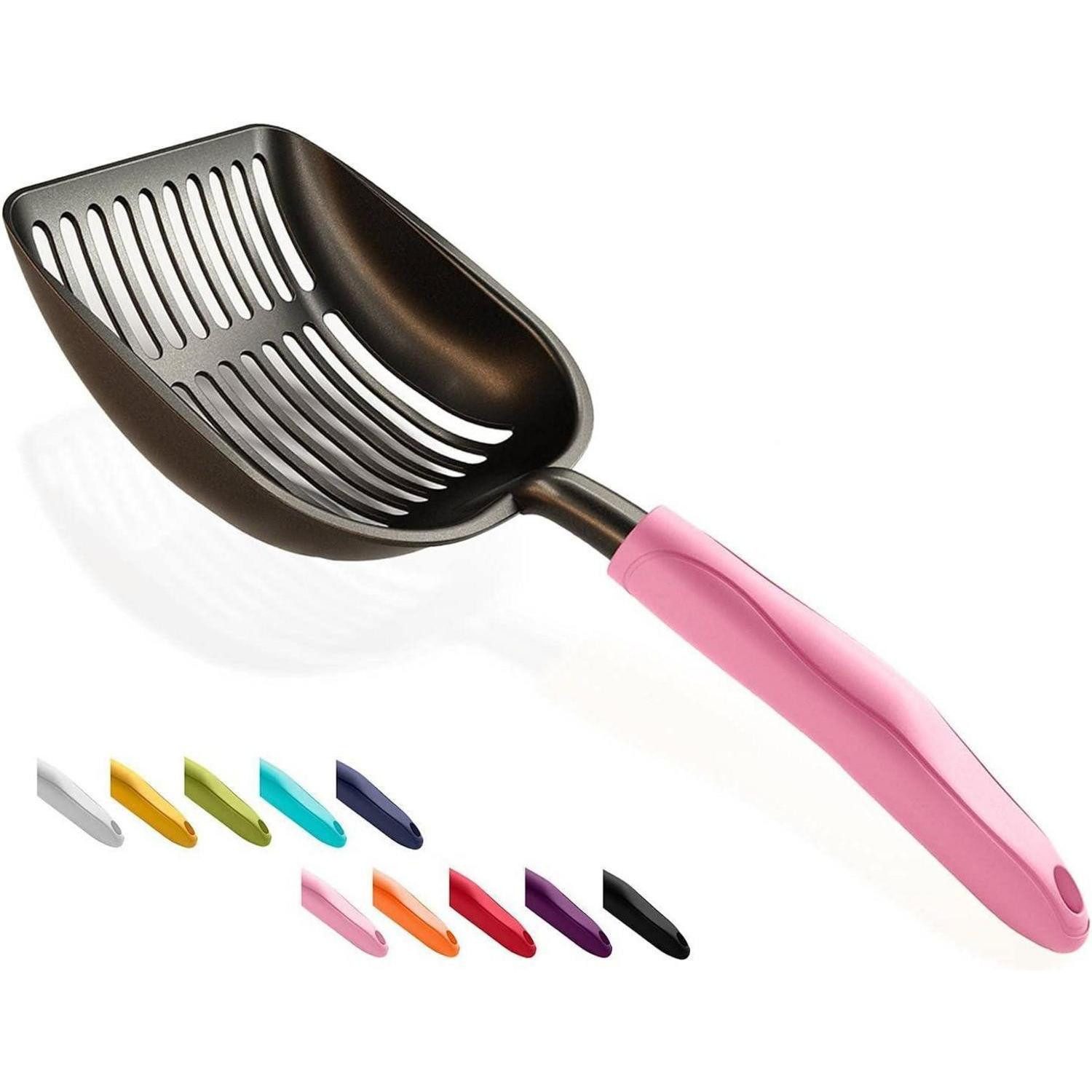 LuxusKollektion Katzentoilette Katzenstreuschaufel Aluminium Siebschaufel langer Griff Groß #10 Rosa