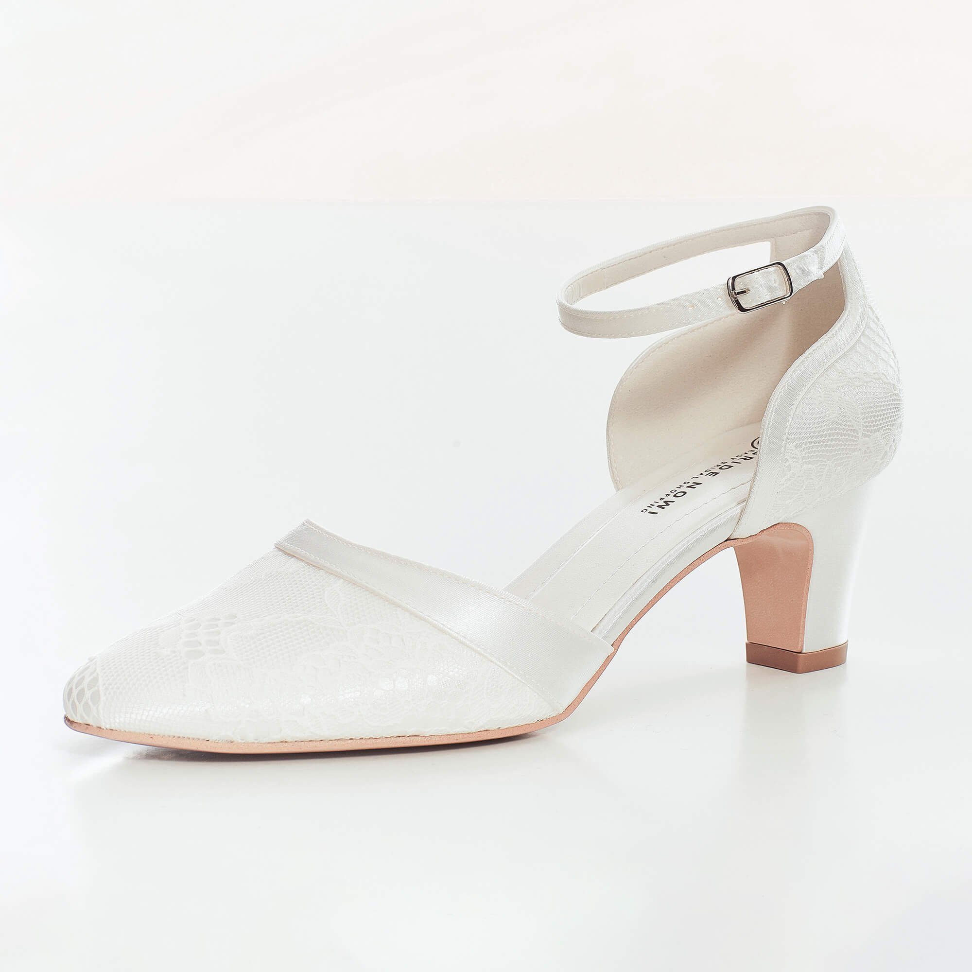 Bride Now! Damen Brautschuhe creme gepolstert Satin Hochzeit Blockabsatz Pumps Pumps