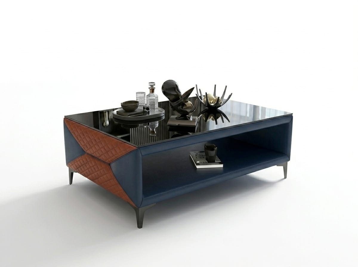 Xlmoebel Stehtisch Moderner Beistelltisch in Blau aus Kunstleder für das Wohnzimmer (1-St), Made in Europa