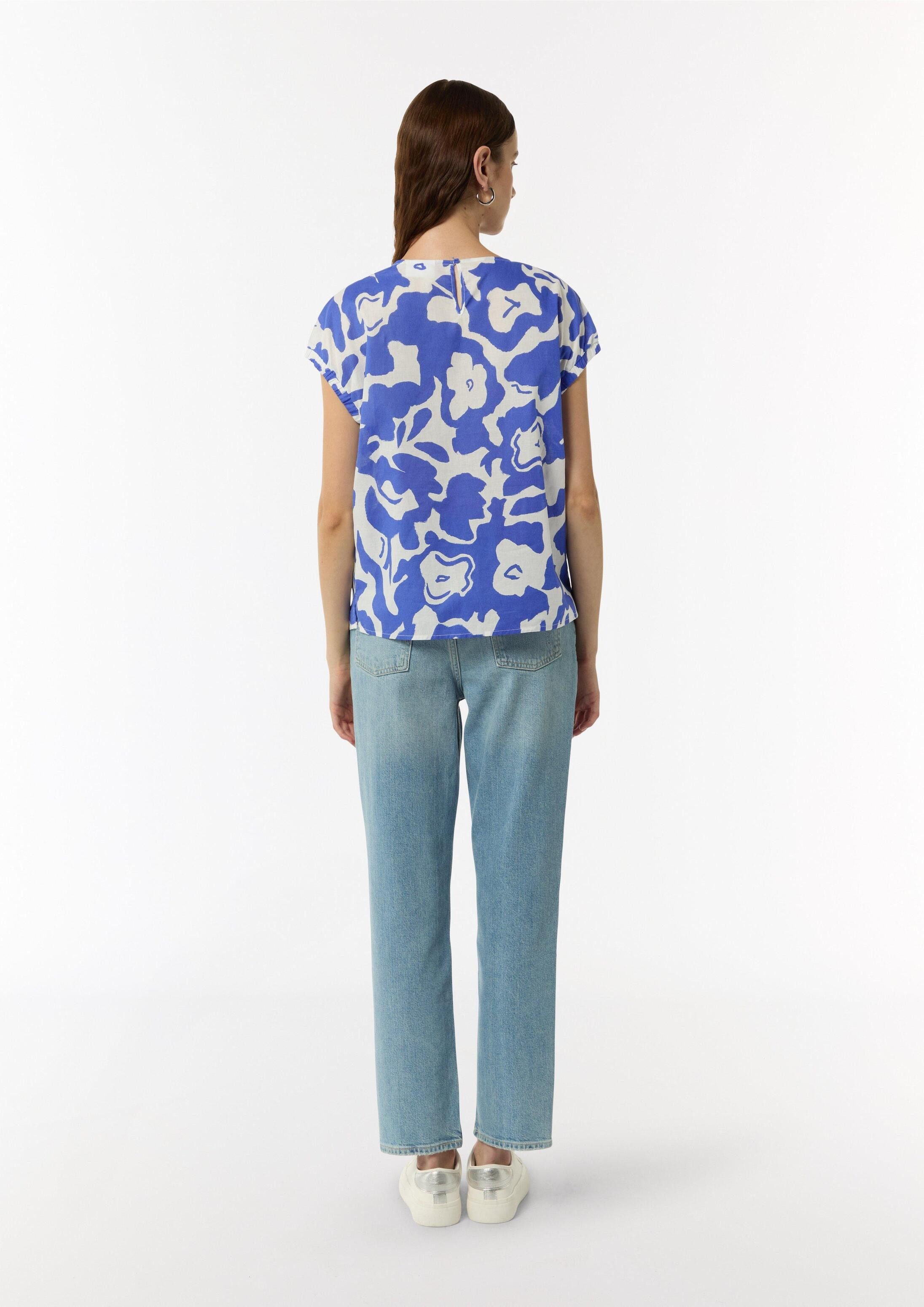 comma Kurzarmbluse Bluse Bluse mit All-over-Print