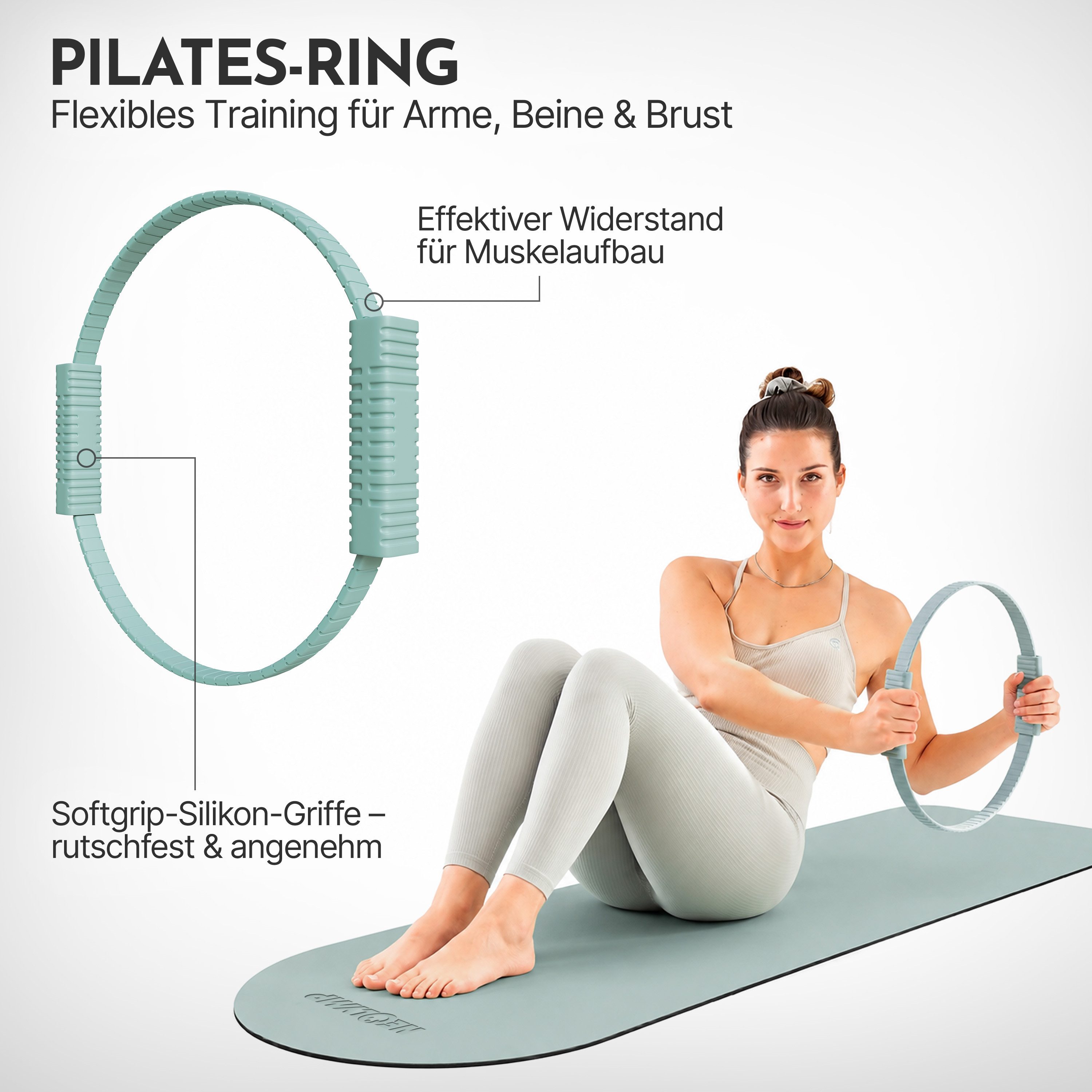 NEOLYMP Pilates-Ring Pilates Set für Zuhause – Pilates Ball, Pilates Ring & Gewichte (Pilates Essential Kit Damen & Anfänger - Home Pilates), Pilates Zubehör Set – inkl. Pilates Bänder, 1kg Hanteln & E-Book