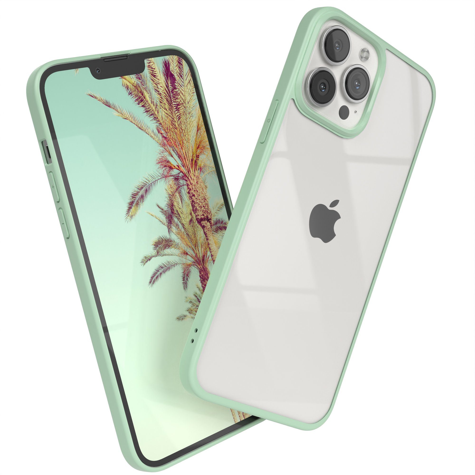 EAZY CASE Handyhülle Bumper Case für Apple iPhone 13 Pro Max 6,7 Zoll, Schutzhülle mit Kameraschutz Slim Cover Durchsichtig kratzfest Grün