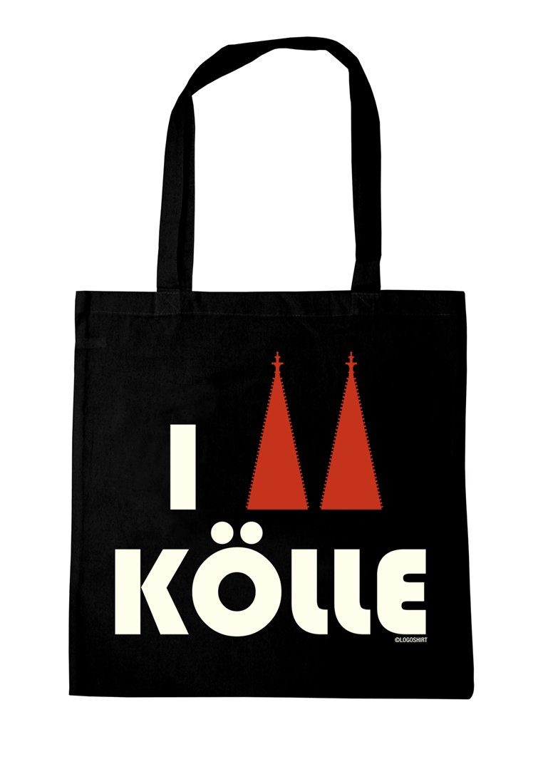 LOGOSHIRT Schultertasche Köln Logo, mit I Love Kölle-Print schwarz