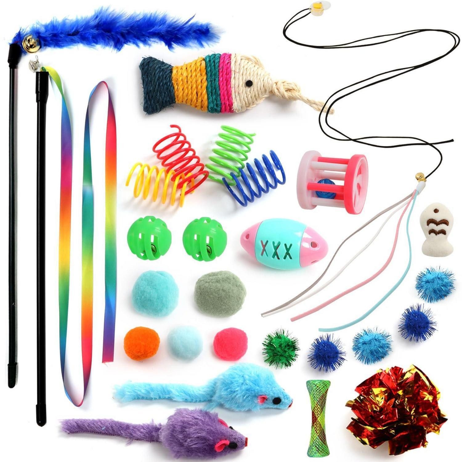 LuxusKollektion Plüschmäuse Katzen Spielzeug Set 26 Teile, Textil, (26-tlg)
