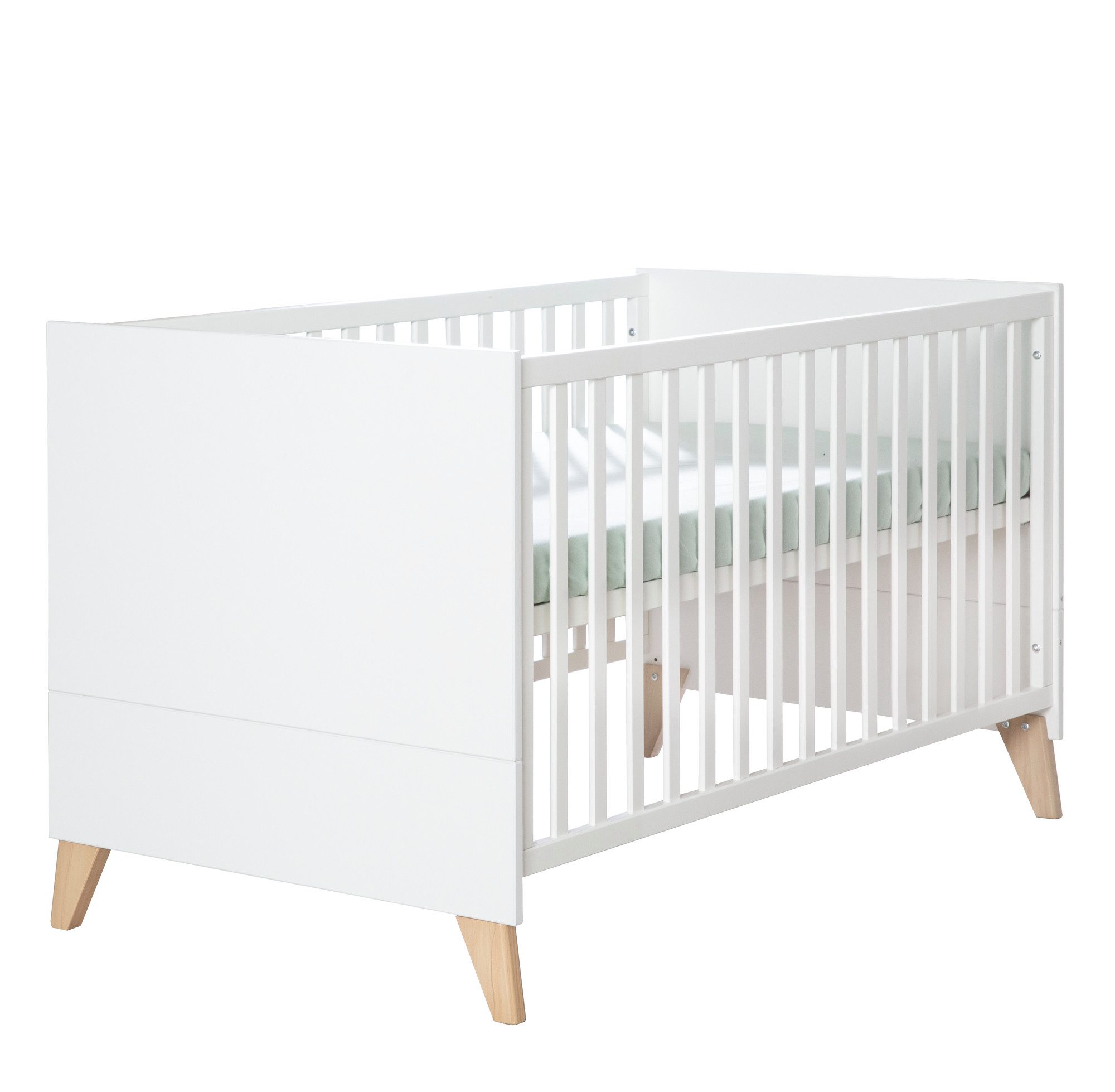 roba® Babybett Leon - Babybett mit 3 Schlupfsprossen & 3-fach höhenverstellbar, Höhenverstellbar - Schlupfsprossen - Umbaubar zum Juniorbett