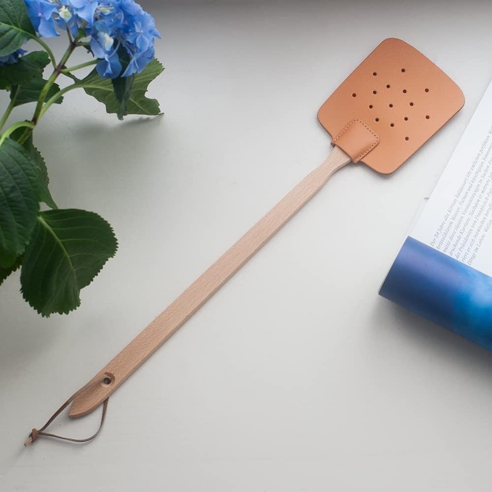 Hofmeister Fliegenklatsche Buchenholz Leder Fliegenfänger Müchenklatsche