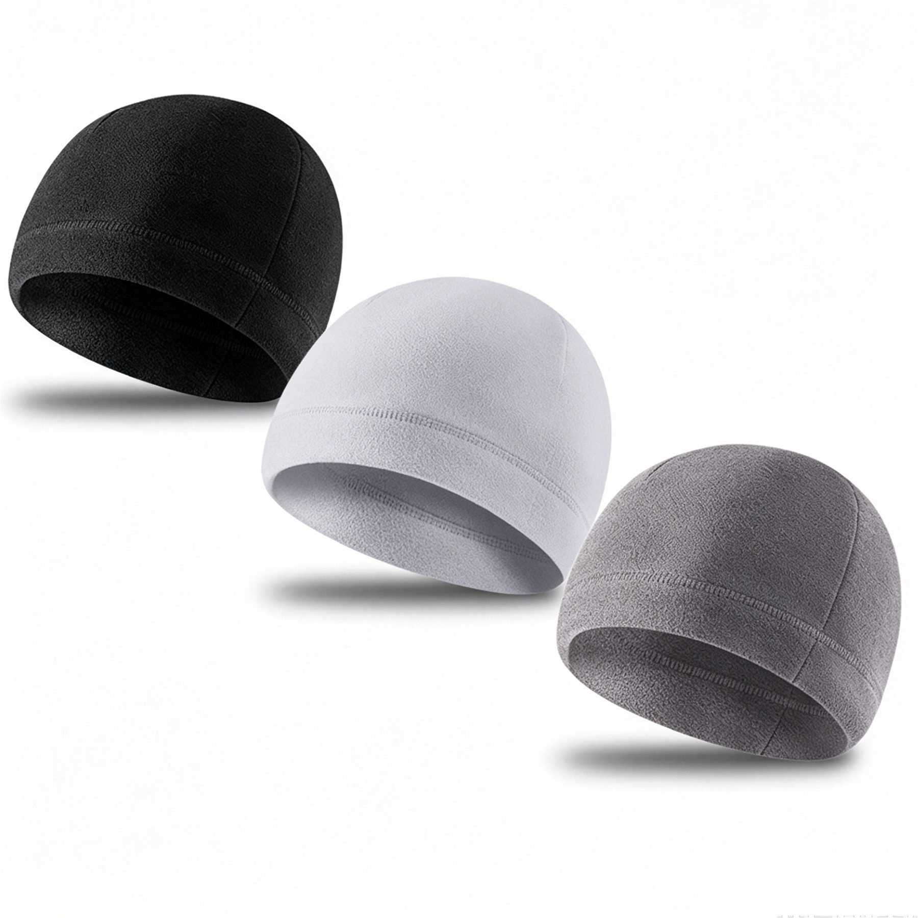 Mutig Fleecemütze 3 Packungen Totenkopfmütze, Winter-Thermo-Fleece-Laufmütze (elastisches Helmfutte für Damen und Herren, Atmungsaktiv, Basics Beanie-Mütze, Kopfbedeckung mit Ohrabdeckungen) für Laufen Skifahren Radfahren Snowboarden Motorradfahren Outdoor