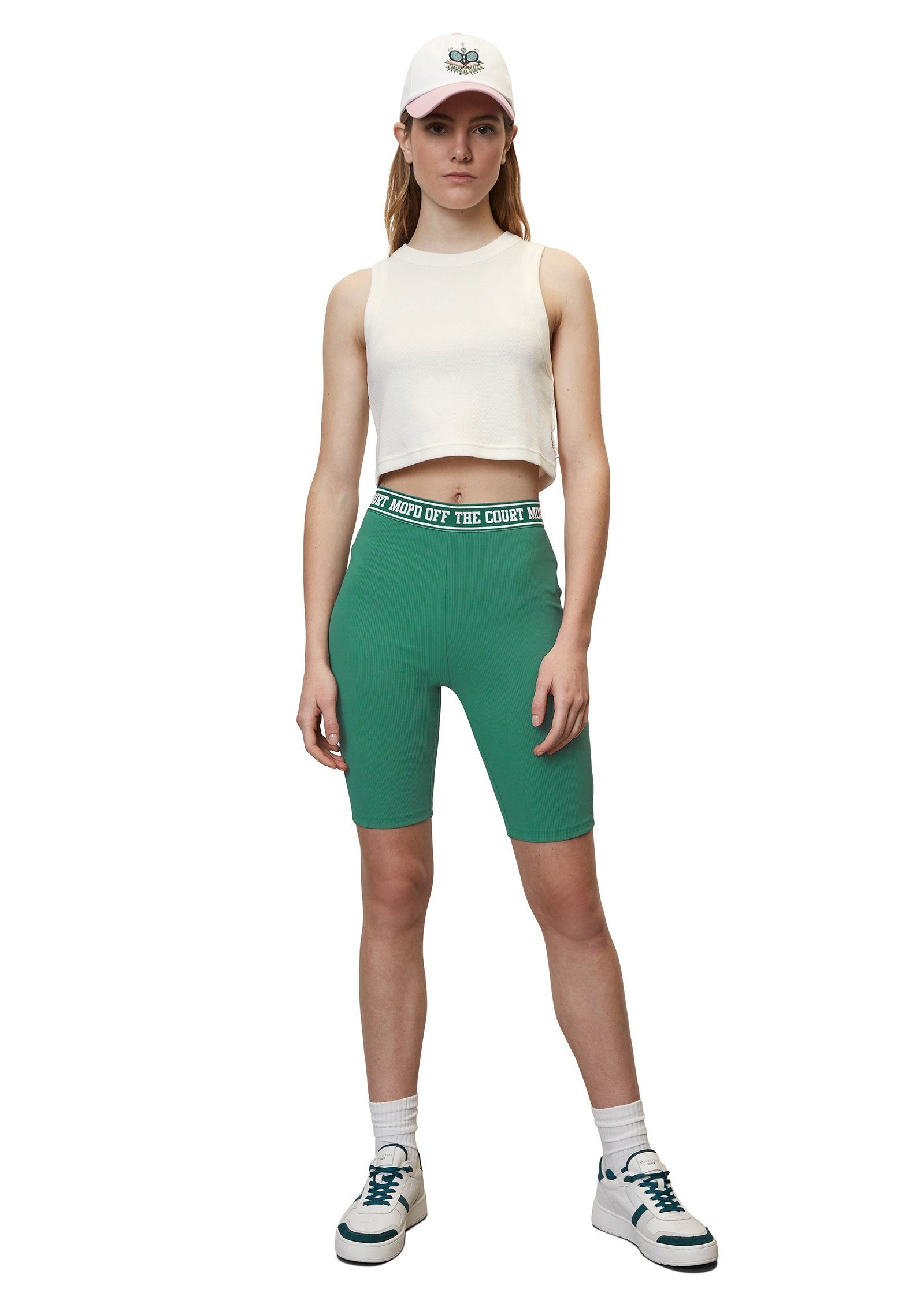 Ripp-Jersey Shorts grün Marc elastischem aus DENIM O'Polo