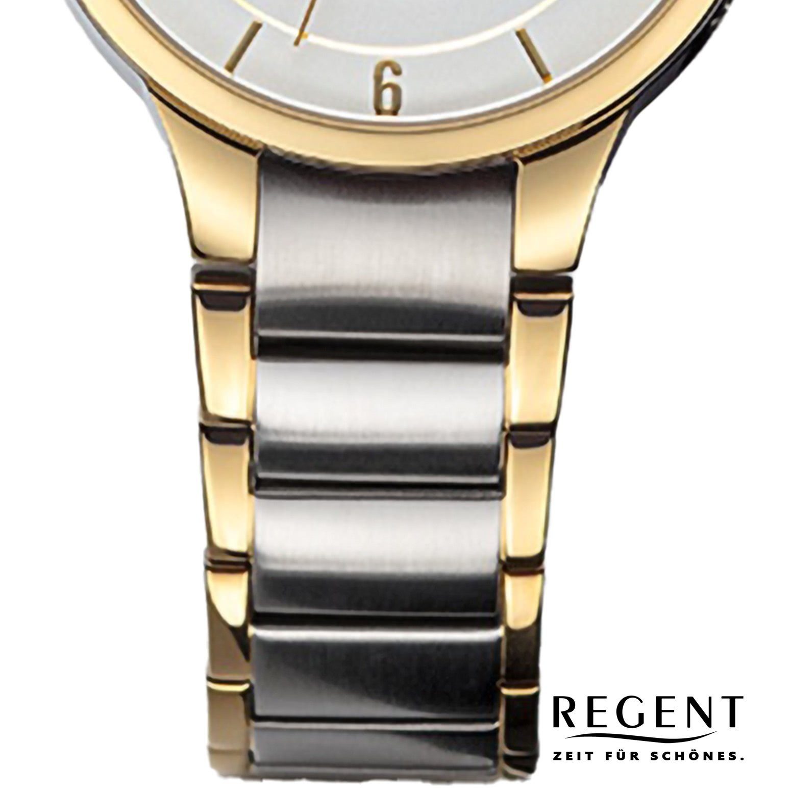 Regent Funkuhr Regent Damen Funkuhr Analog-Digital, (Funkuhr), Damen Funkuhr rund, extra groß (ca. 30mm), Metallarmband