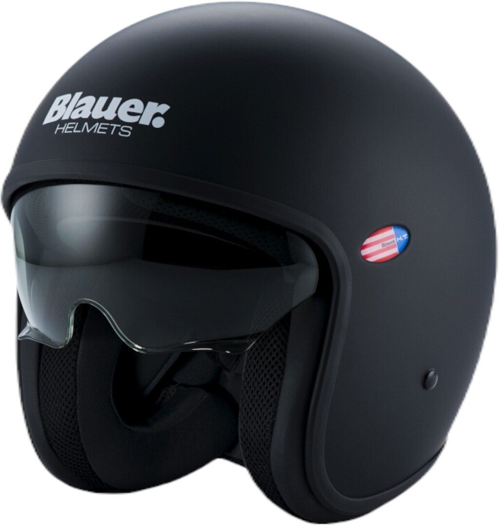 Blauer Motorradhelm Pilot 1.1 Mono 06 Jethelm, integriertes Sonnenvisier