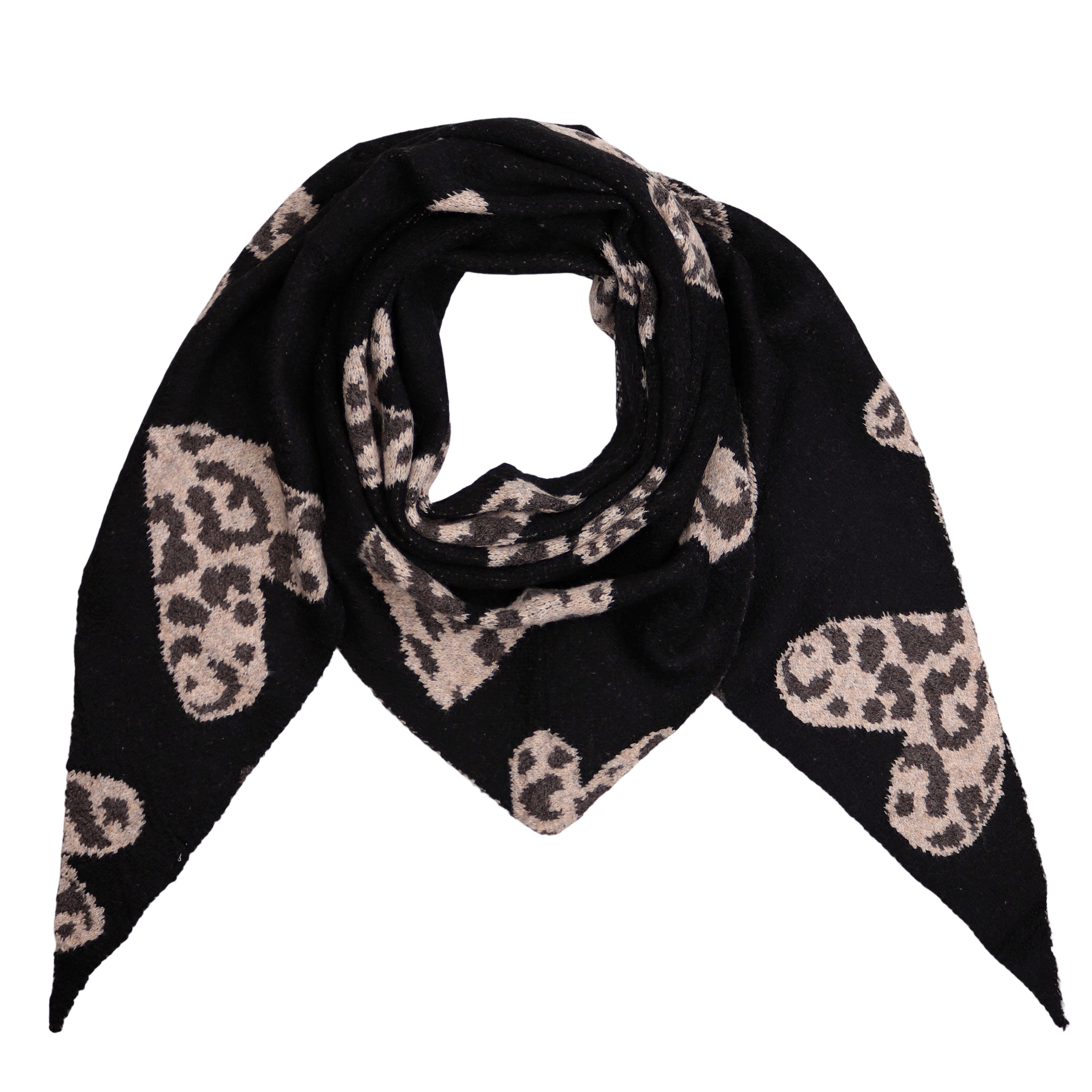 MIRROSI Dreieckstuch kuschliger und warmer Dreiecksschal ca.190x75 cm, (Leo Muster; Neue Kollektion Herbst/Winter 2025), Trendiges LEO-Herz Design, wärmend & weich