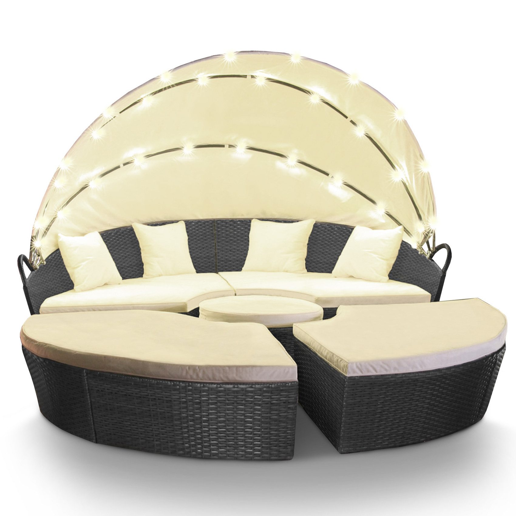 Swing&Harmonie Gartenlounge-Set LED - Sonneninsel Rattan Lounge Polyrattan, günstig online kaufen