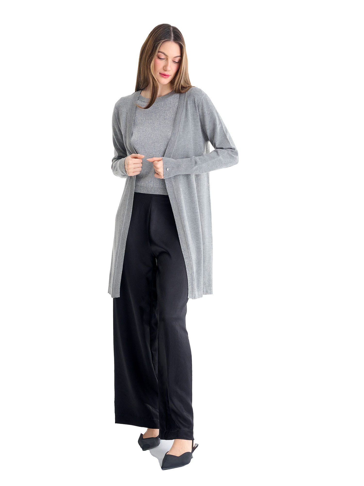 Lisca Strickjacke Strickjacke langarm - lang - 87 cm Fancy (Stück, 1-tlg) hoher Viskose-Anteil, lange Schnittform