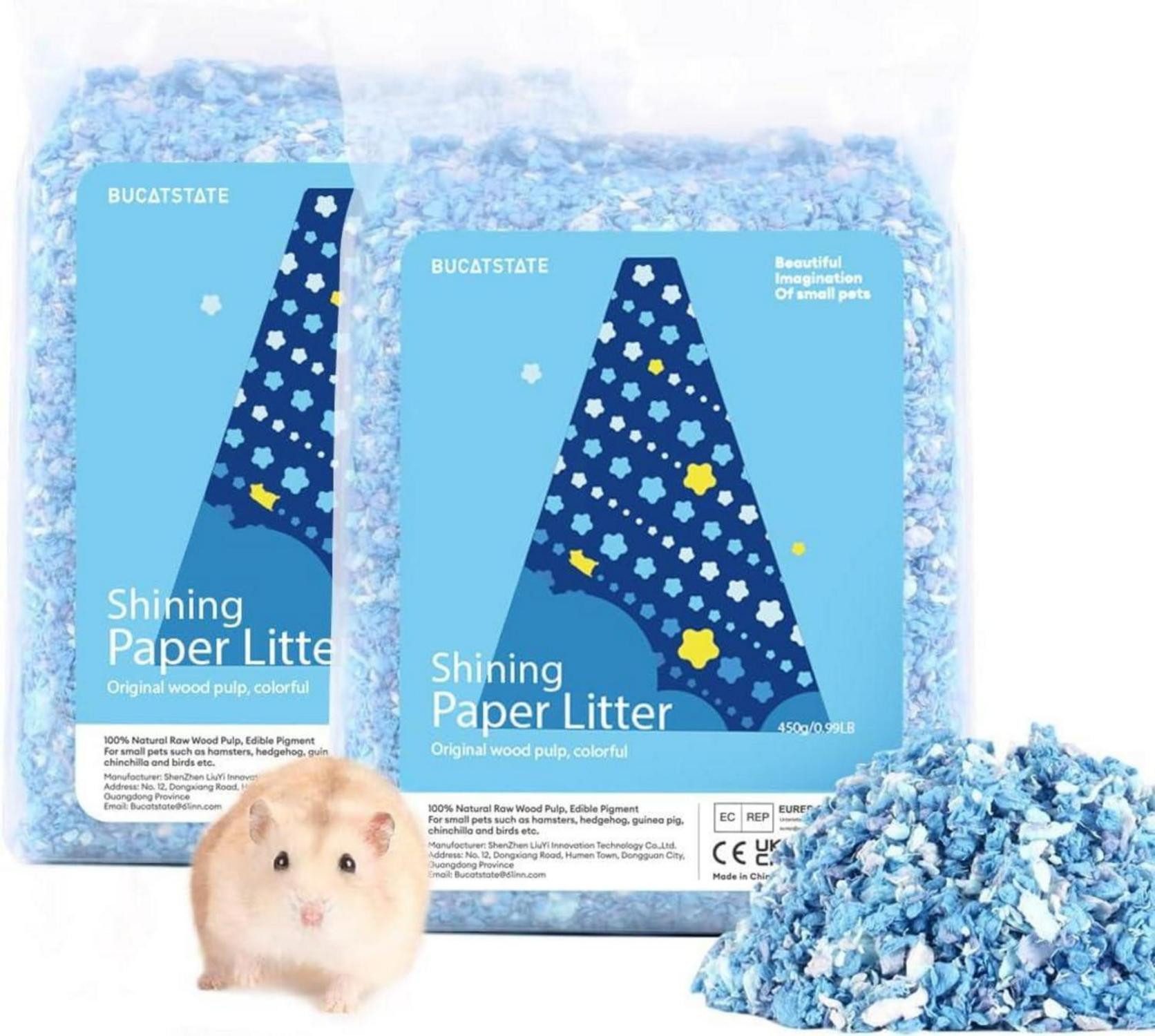 Kleintierkäfig Hamsterstreu Bunt 900g Staubfrei Toilettenstreu für Kleine Nager