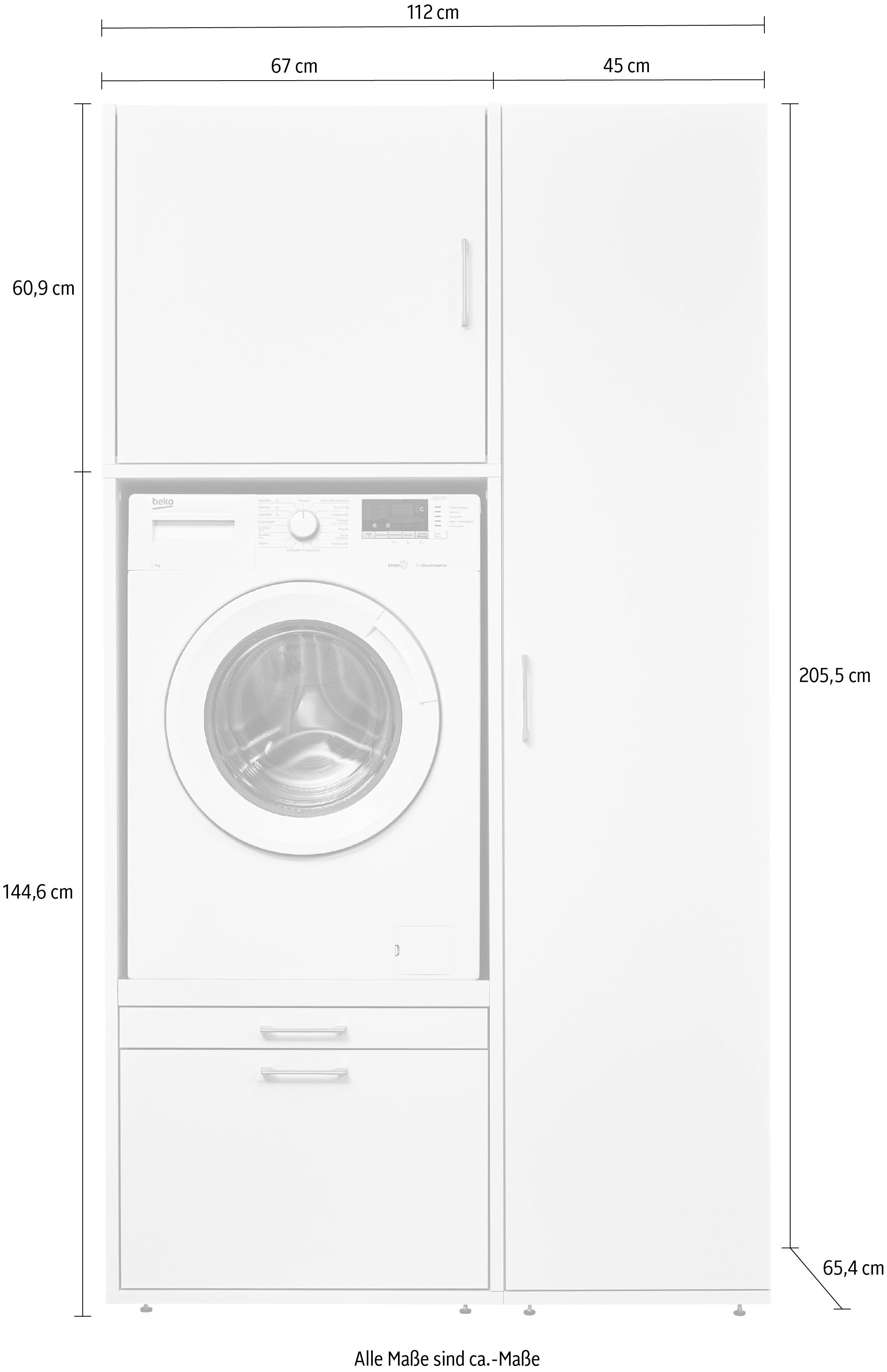 WASHTOWER Schrank-Set 11, (3-St) weiß