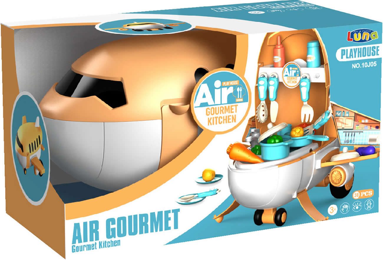 Diakakis Spielzeug-Flugzeug Küche Spielset 38-tlg. SpielkücheKoch-Utensilien