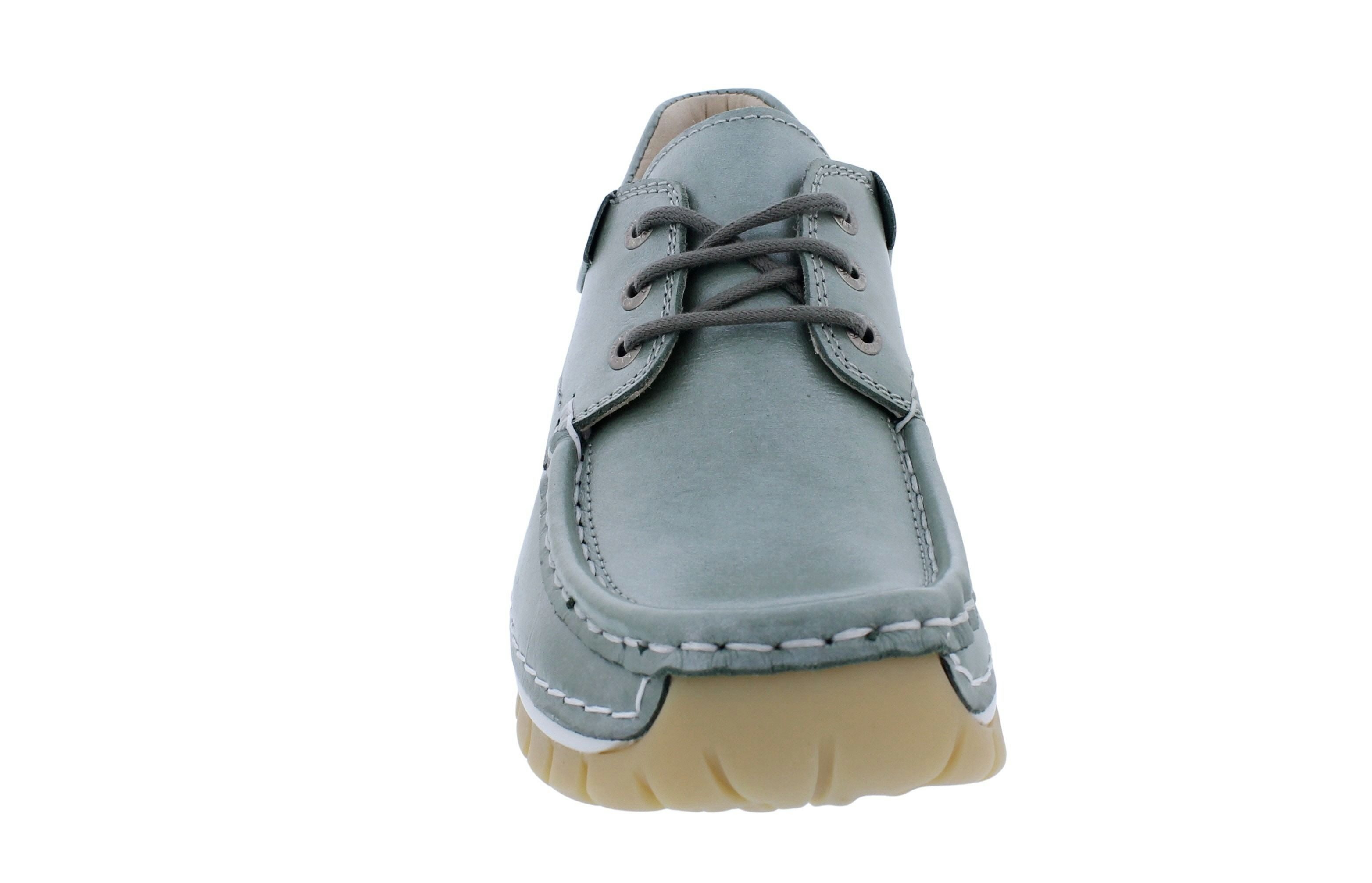 WOLKY Wolky Halbschuh Fly 0470161-701, schimmerndes Glattleder, Grün, Fußbet Schnürschuh
