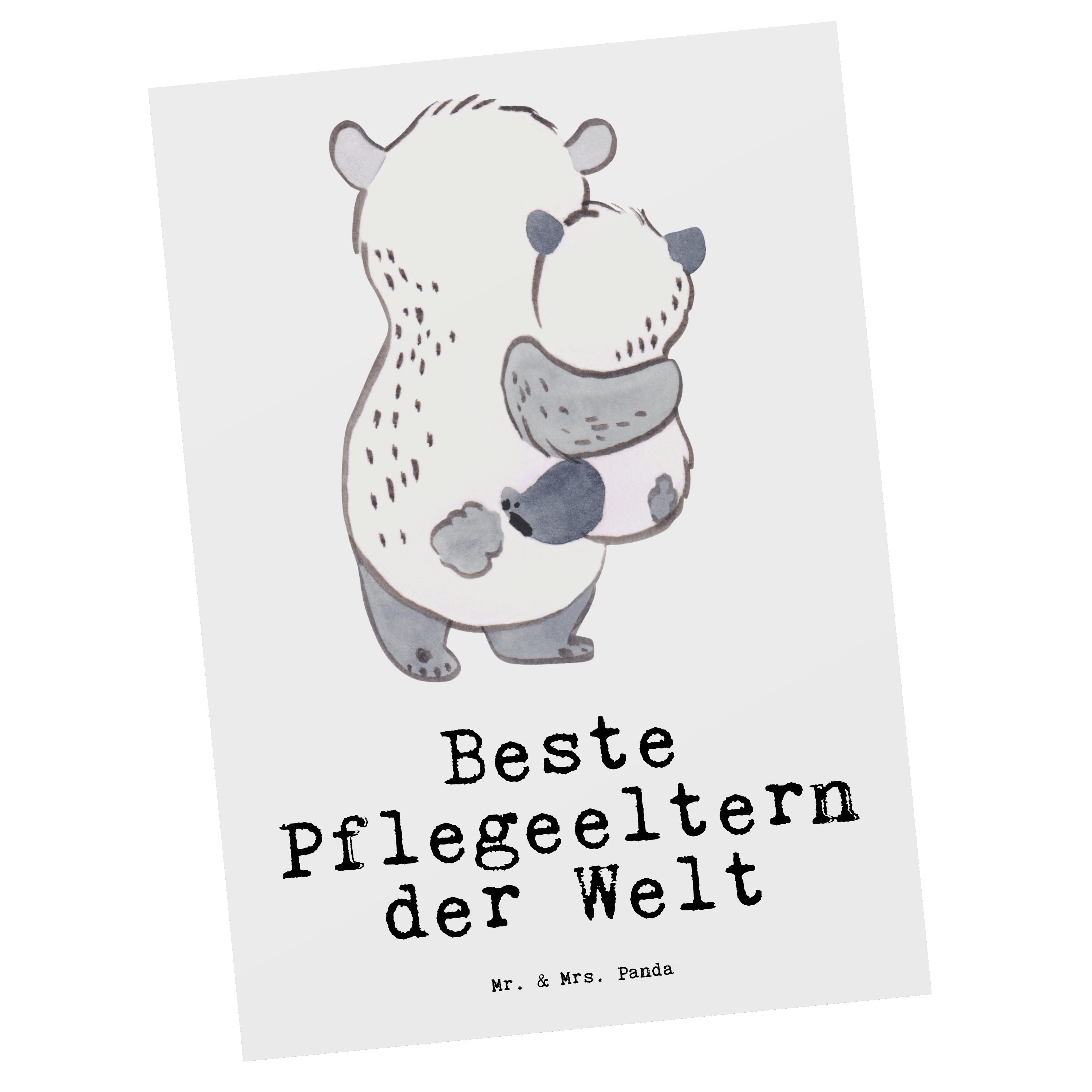 Mr. & Mrs. Panda Postkarte Panda Beste Pflegeeltern der Welt - Weiß - Geschenk, Geburtstagskarte