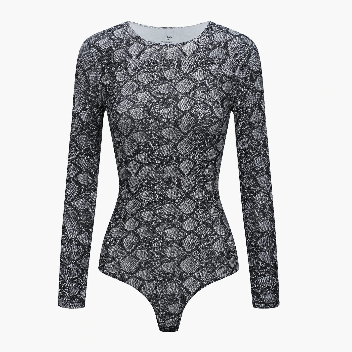 CREAMY Body Crew Neck Longsleeve Bodysuit-Snake-M (1-tlg)