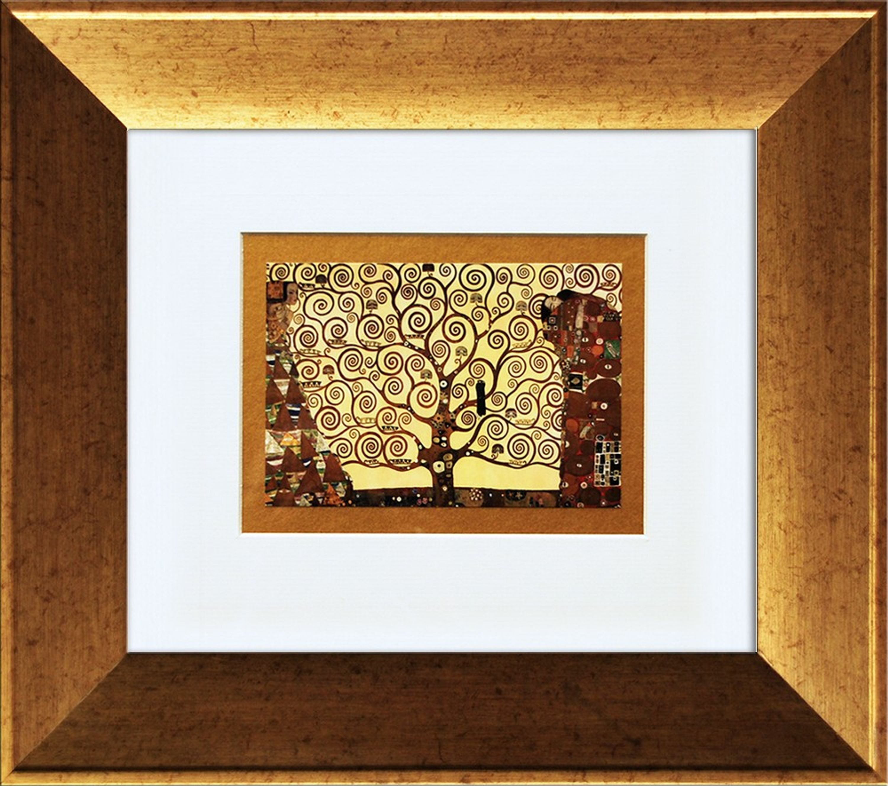 artissimo Bild mit Rahmen gerahmter Kunstdruck 41x36 cm / klassisches Wandbild, Gustav Klimt: The Fullfillment