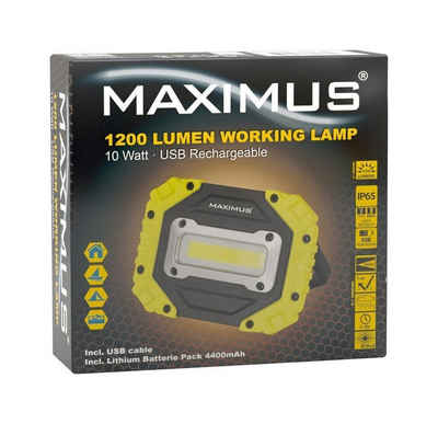 Maximus LED Arbeitsleuchte Werkstattleuchte Baustrahler, Campinglaterne, LED fest integriert, Tageslichtweiß, 4 Lichtmodi, USB Powerbank-Funktion