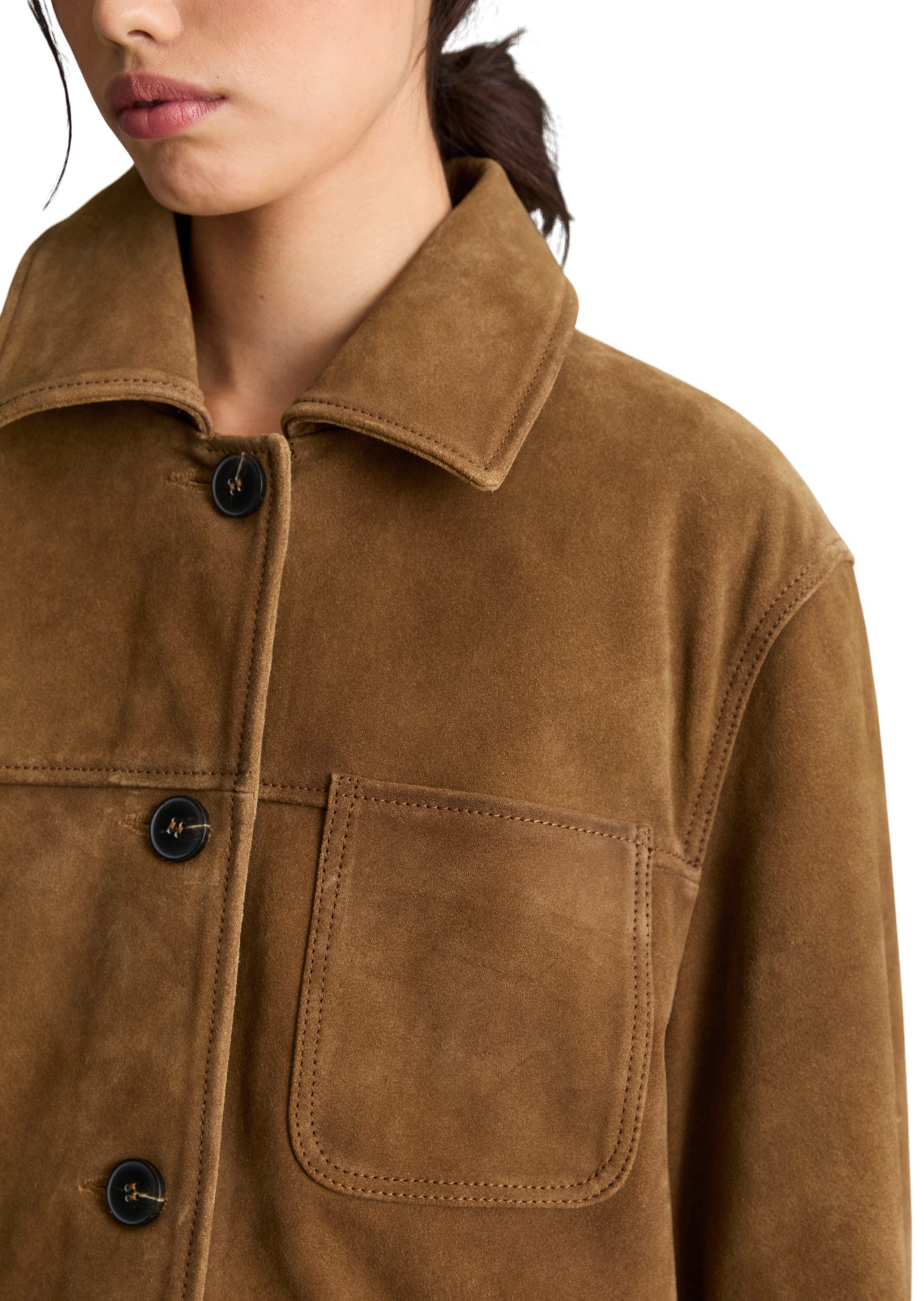 Marc O'Polo DENIM Lederjacke aus hochwertigem Rinderspaltleder – Bild 4 von 5
