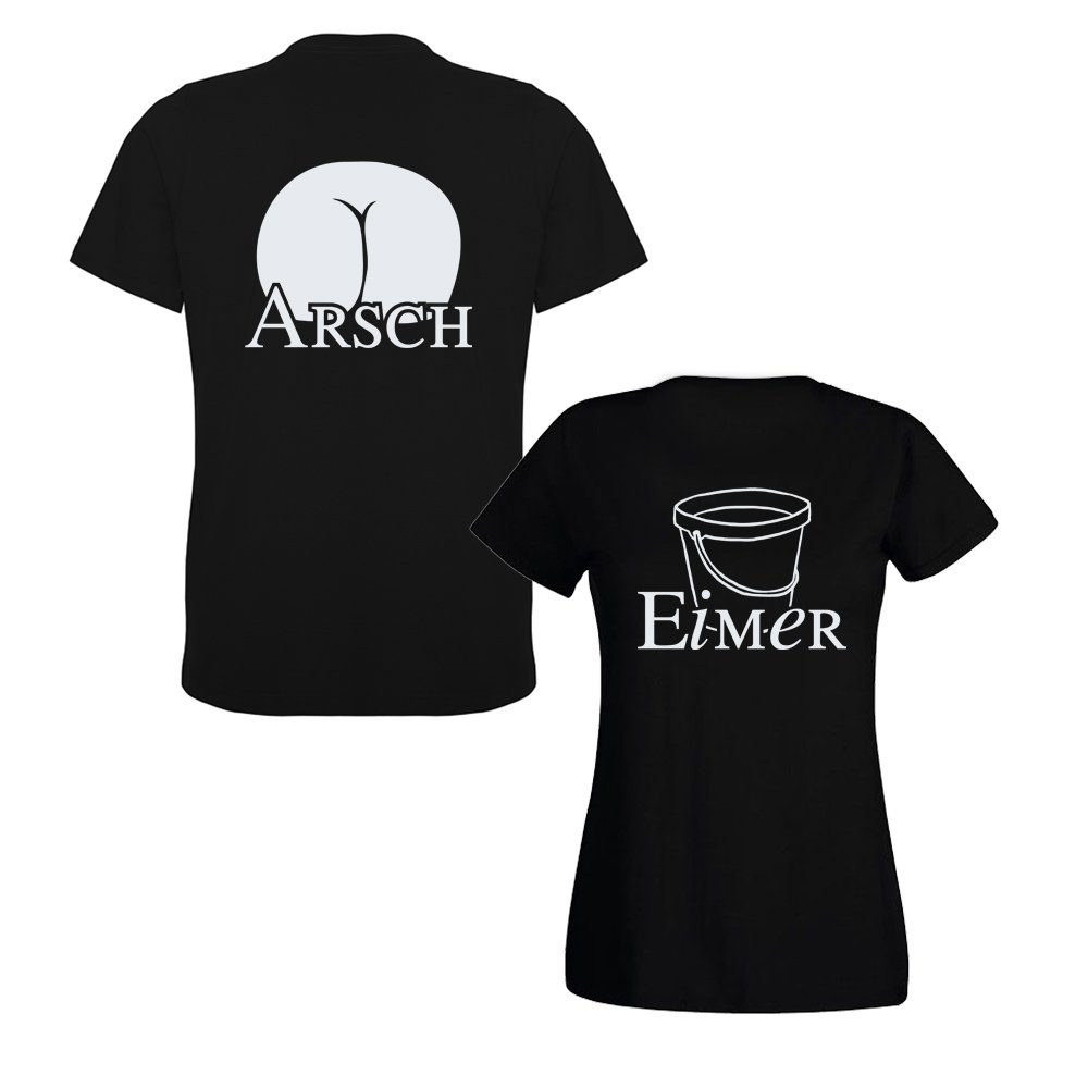 G-graphics T-Shirt Arsch & Eimer Paar- / Partner-Set zum selbst zusammenstellen, Aufdruck auf der Vorder- oder Rückseiteseite wählbar, Spruch/Sprüche/Print/Motiv, für Sie & Ihn