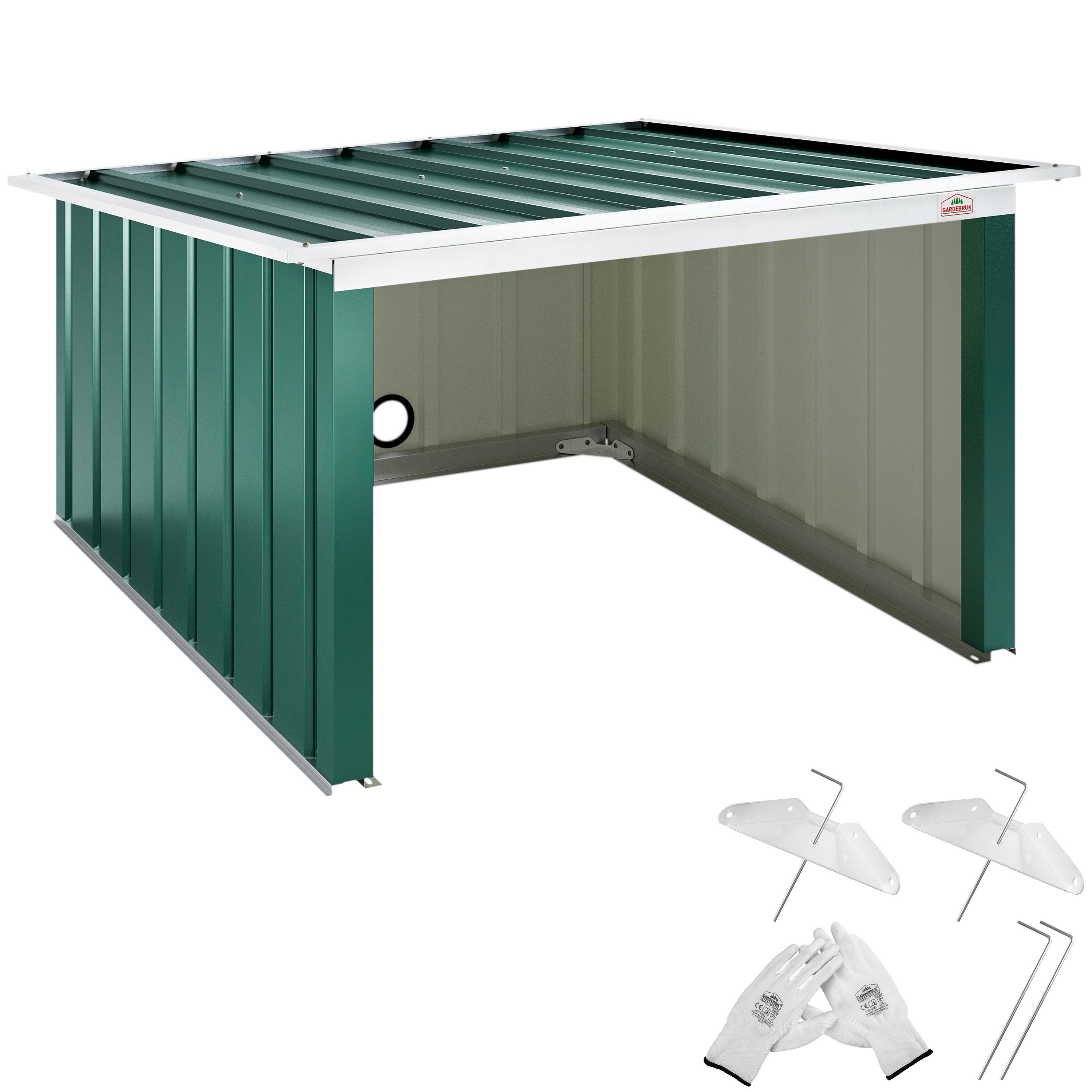 Gardebruk Mähroboter-Garage, Pultdach Metall 89x90x54cm Wetterbeständig Dach klappbar 4x Erdanker