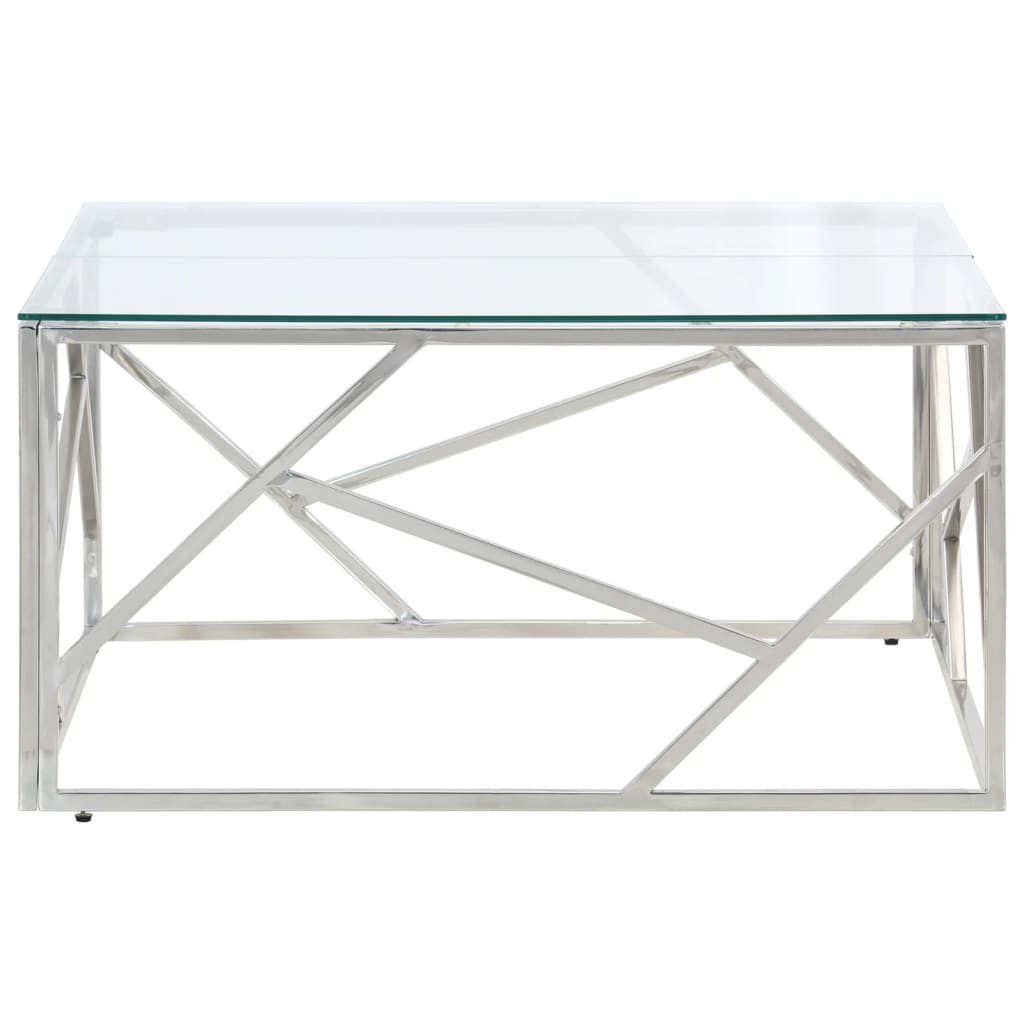 vidaXL Couchtisch Couchtisch Silbern Edelstahl und Hartglas (1-St)