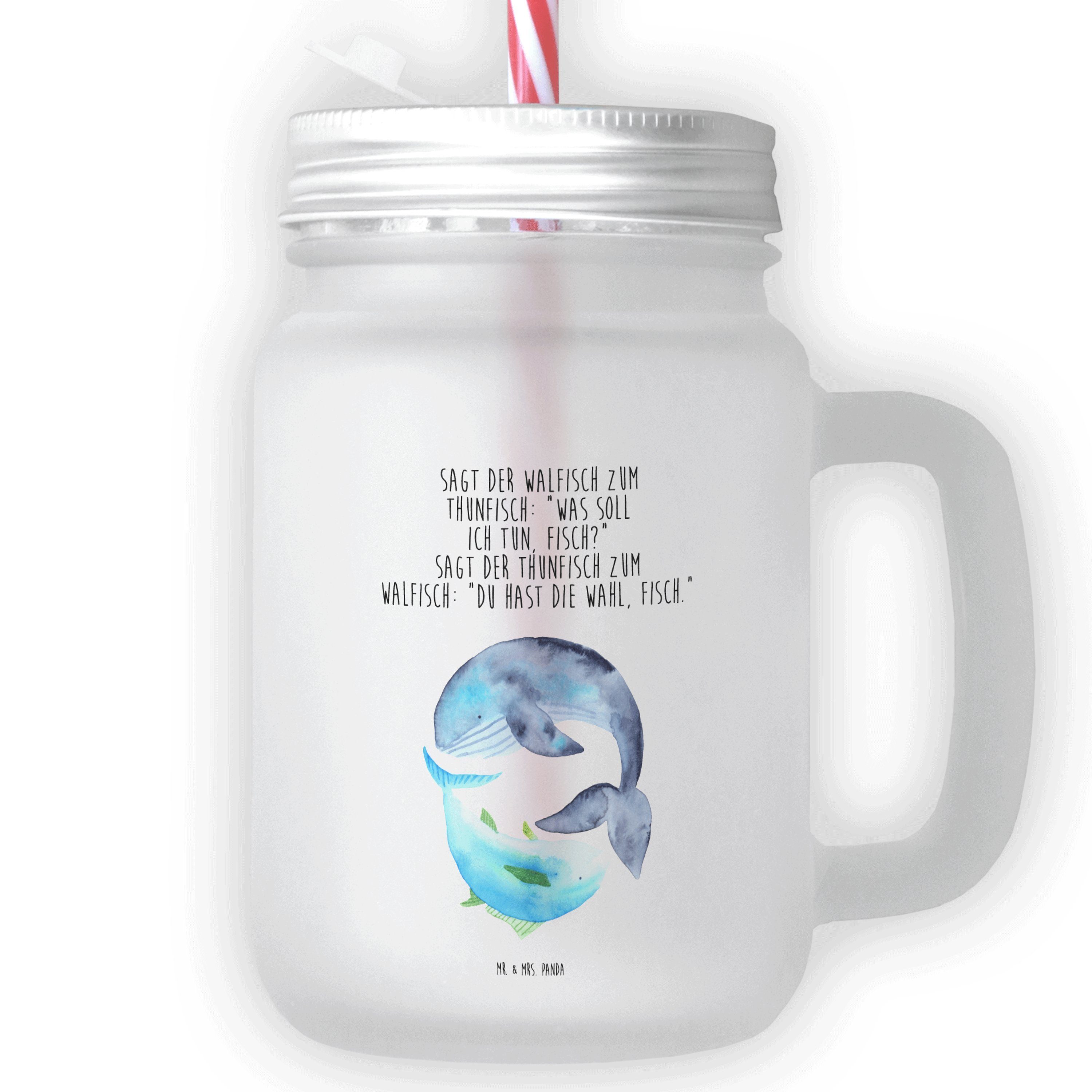 Mr. & Mrs. Panda Glas Walfisch & Thunfisch - Transparent - Geschenk, Tiere, Tiermotive, Gut, Premium Glas