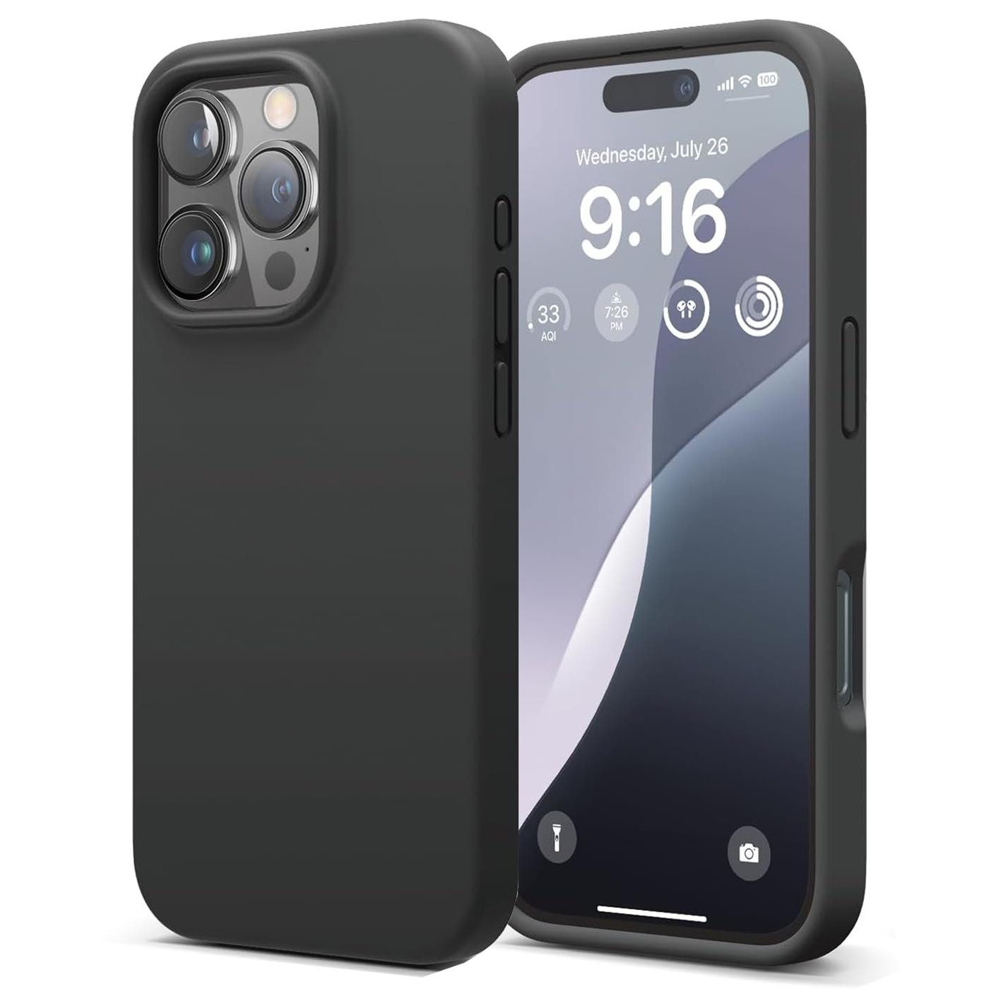 CoolGadget Handyhülle Silikon Case für das Apple iPhone 16 Pro Slim TPU Cover 6,3 Zoll, Weiche Schutz Hülle mit Innen Fleece aus Stoff Handy Tasche