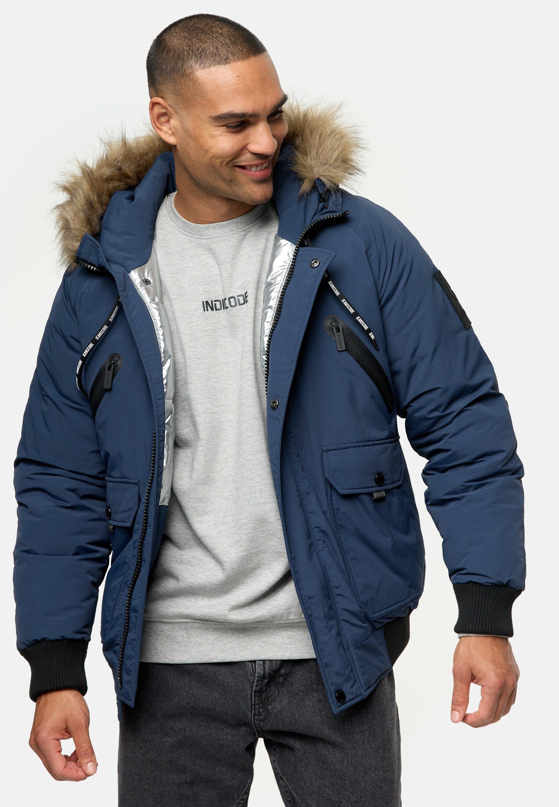 Indicode Winterjacke INZakai Navy