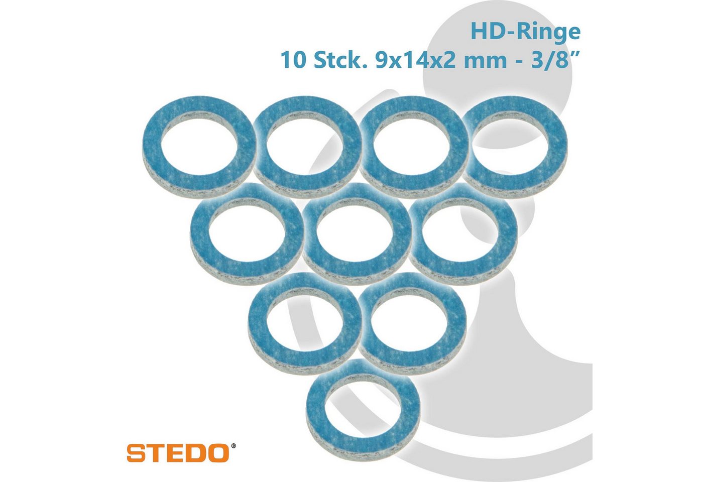 Thumbnail - Stedo Gewindefitting HD Pressdichtung, für Überwurfmutter im Heizungsbau, 9 x 14 x 2 mm (10 Stück)