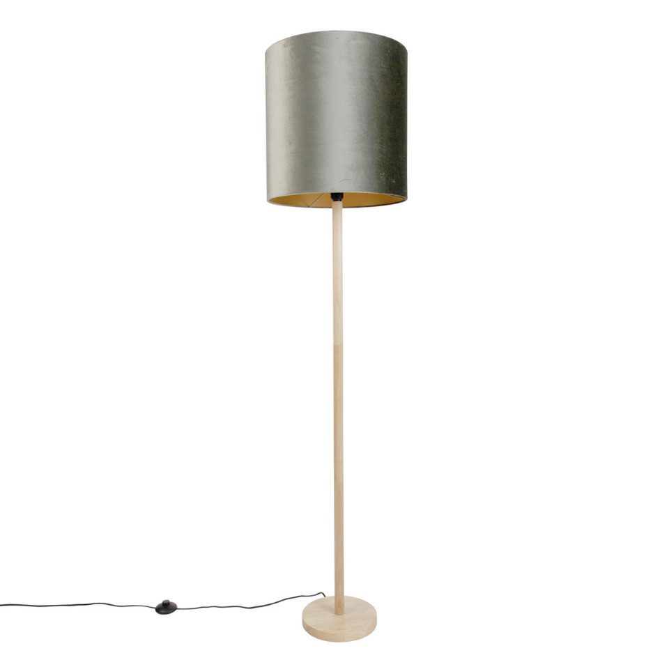 Qazqa Stehlampe Mels shade, ohne Leuchtmittel, E27, Naturel, Klassisch / Antik, Holz, 1-flammig