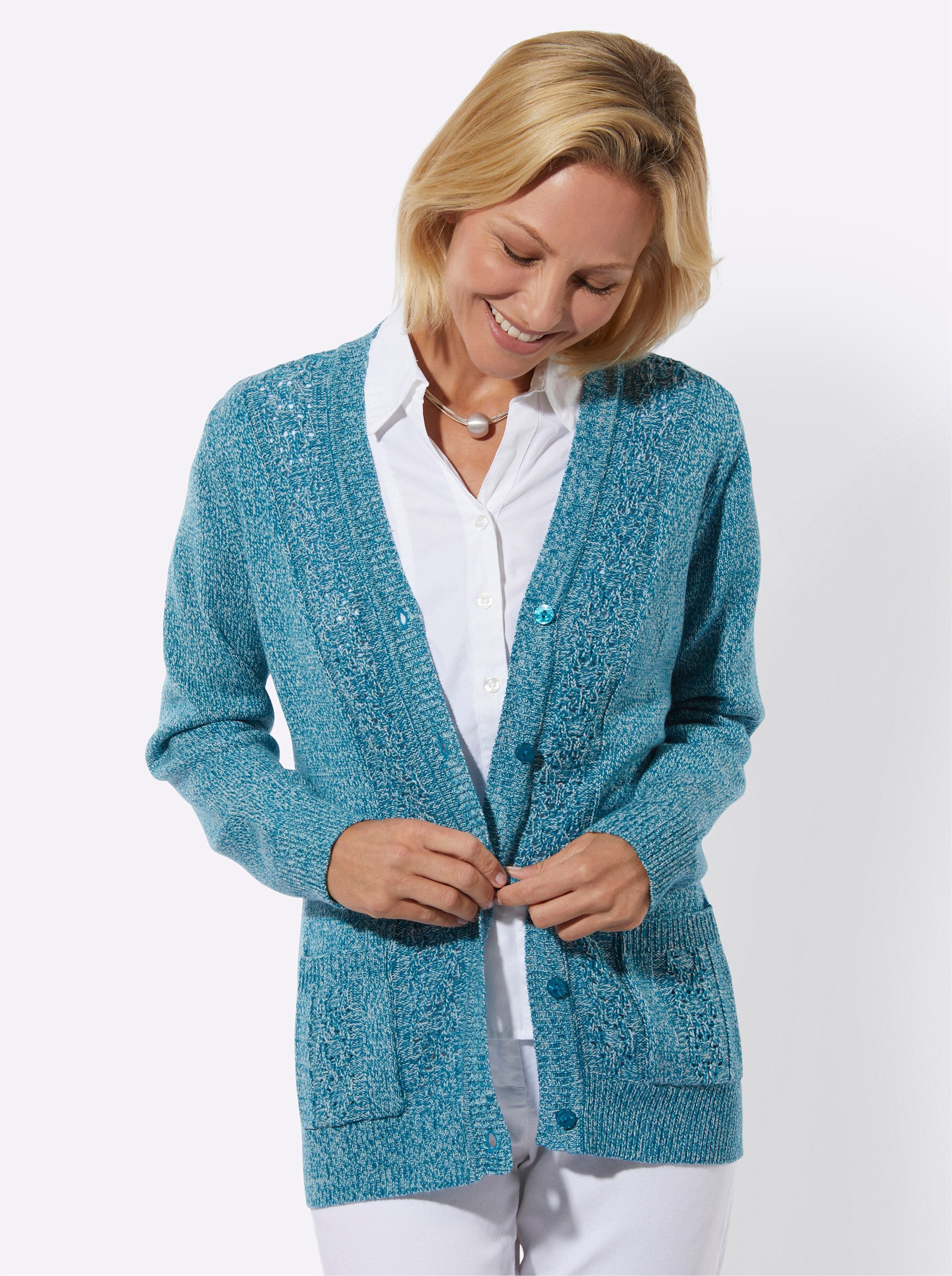 Witt Strickjacke Strickjacke Langarm Ajour, Jersey günstig online kaufen