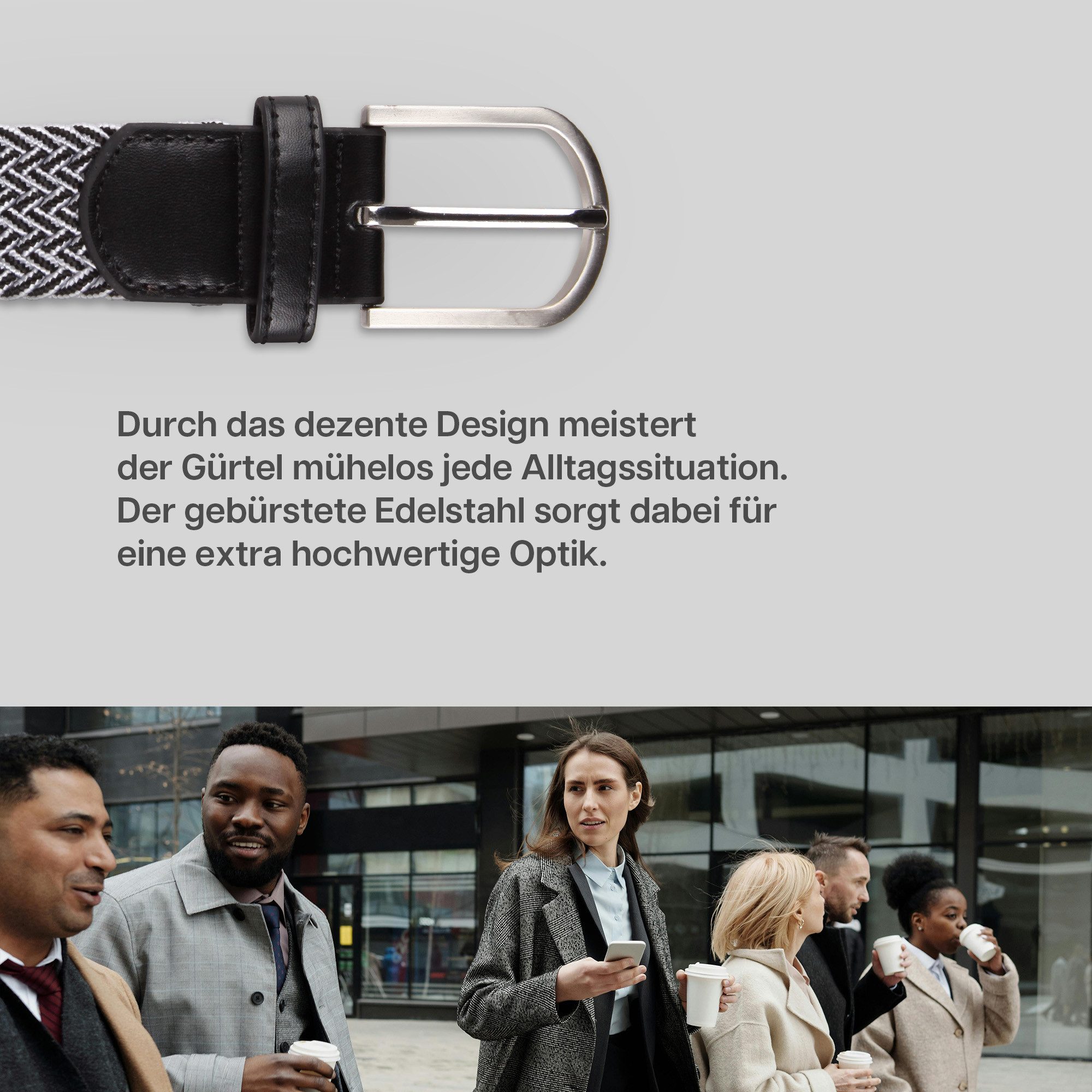 hemmy Fashion Stretchgürtel geflochten aus Stoff (1-St) 16 verschiedene Farben/Designs, 3 Größen, ohne Löcher, stufenlos